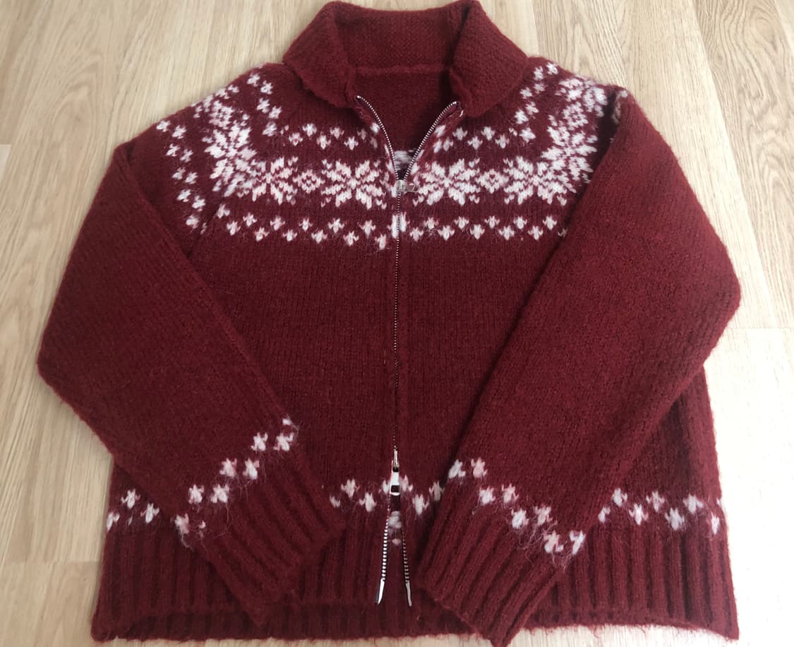 버건디 노르딕 니트 집업 (투웨이) 상품이미지1