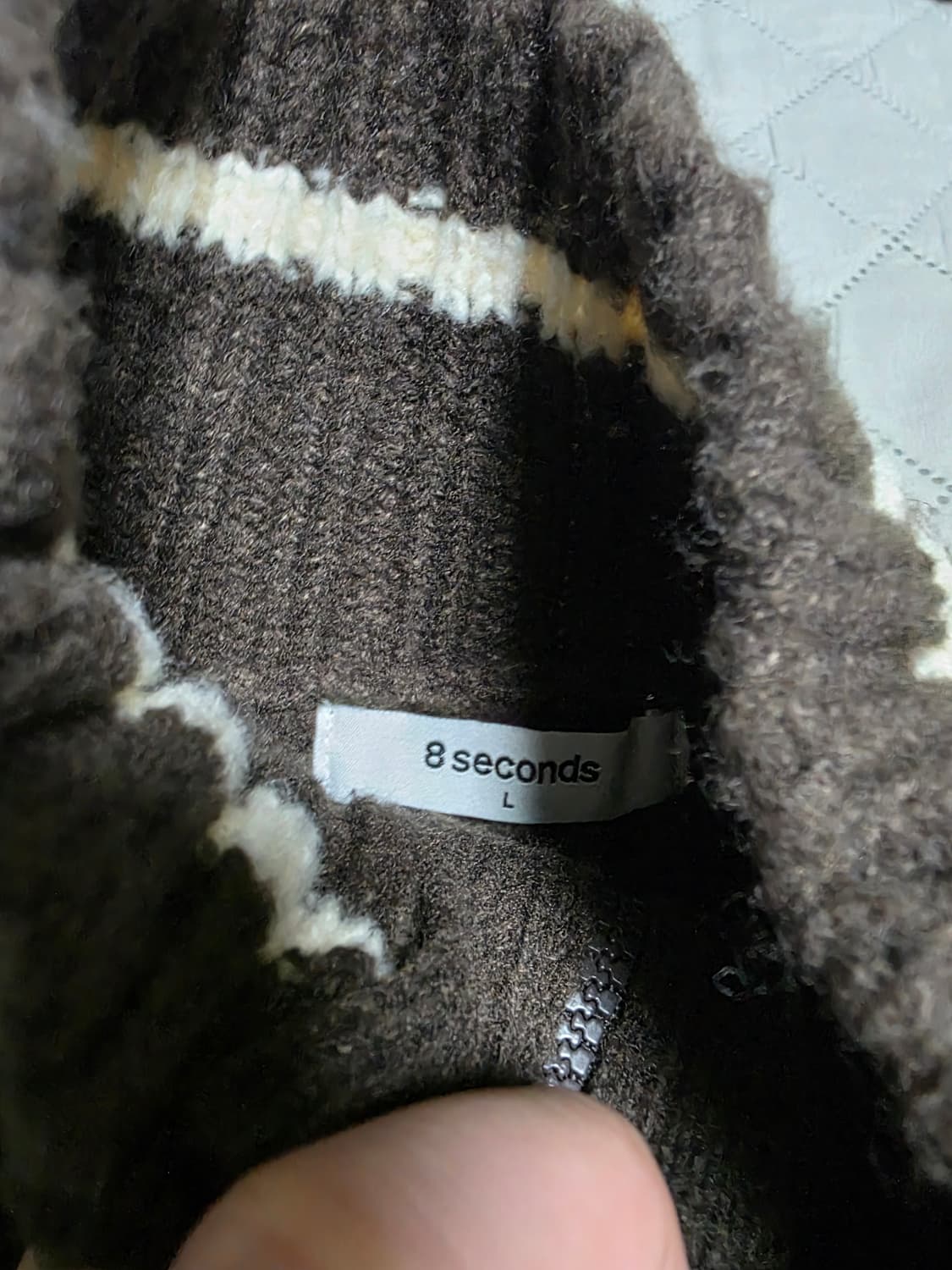 [L] 에잇세컨즈 브라운 배색 니트 집업 가디건 투웨이 상품이미지4