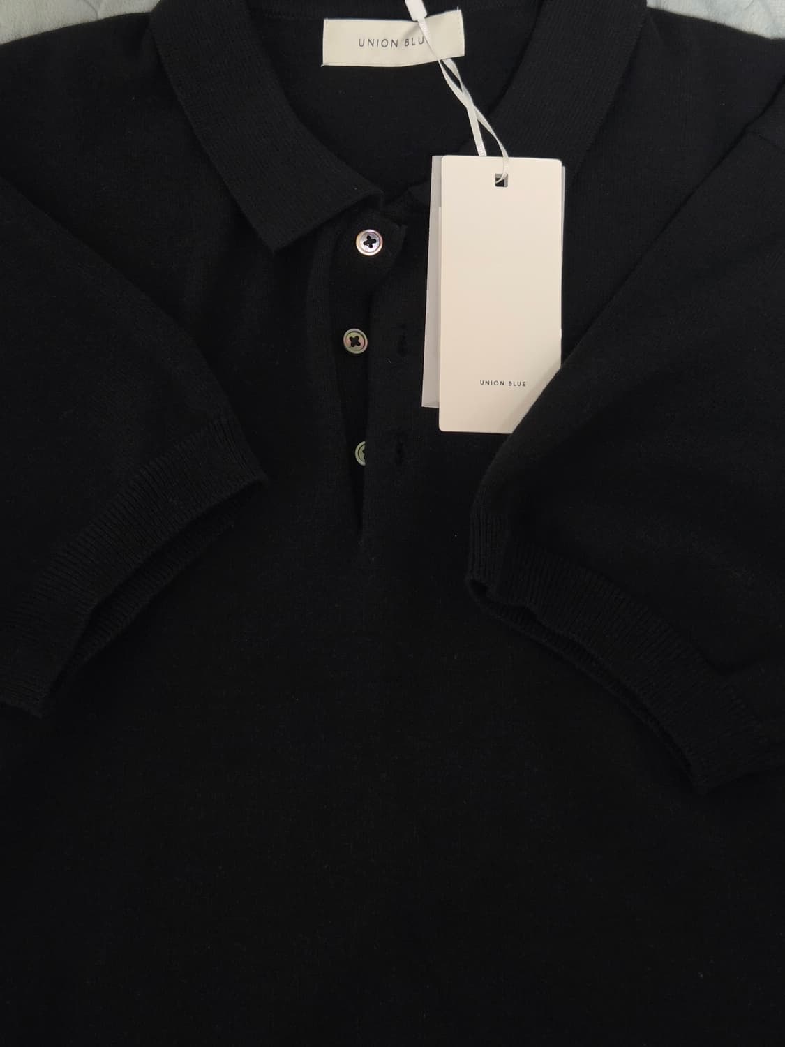 유니온블루 폴로 반팔 니트 블랙 l사이즈 상품이미지2