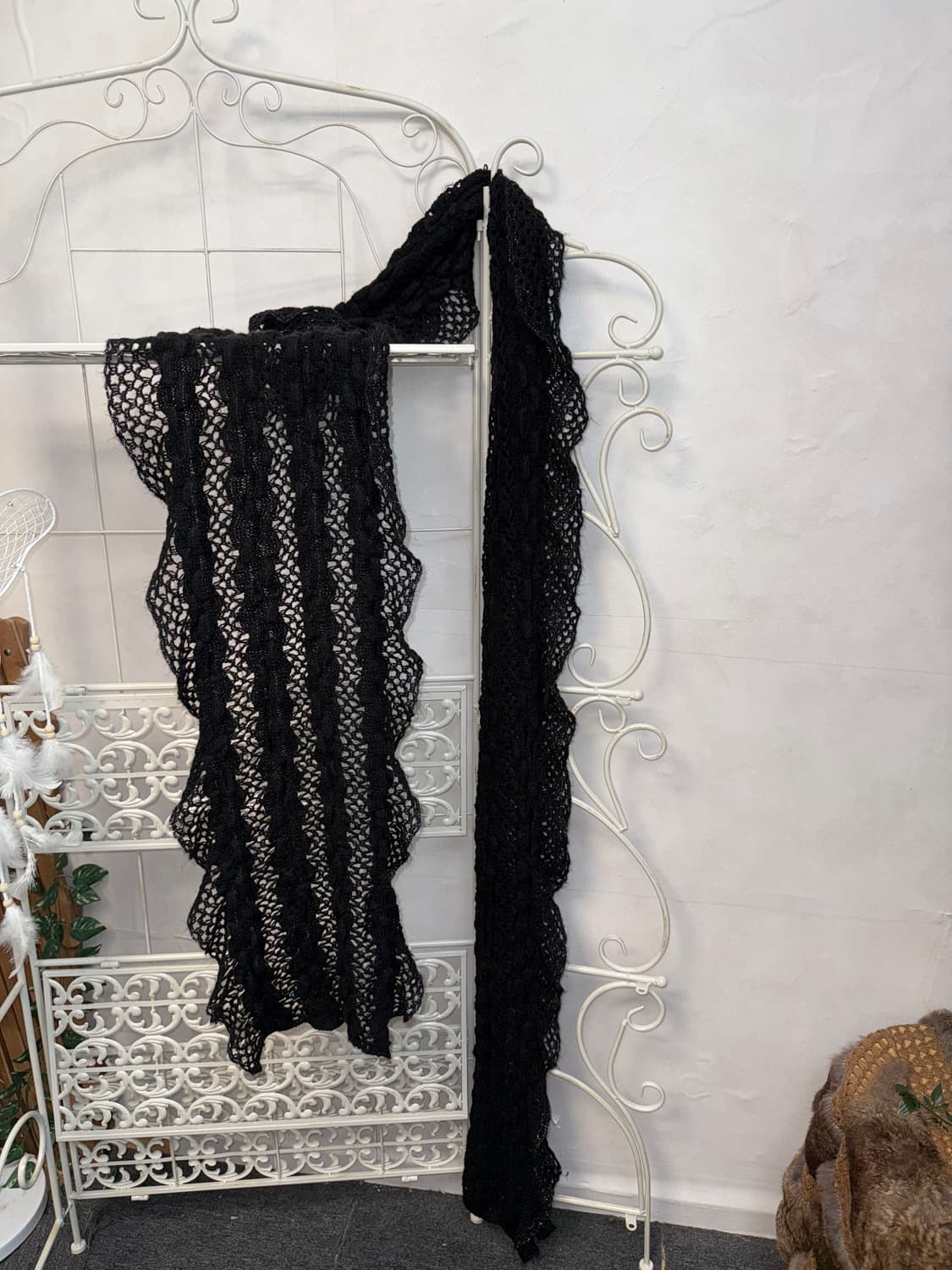 Black maxi long knit muffler 상품이미지3
