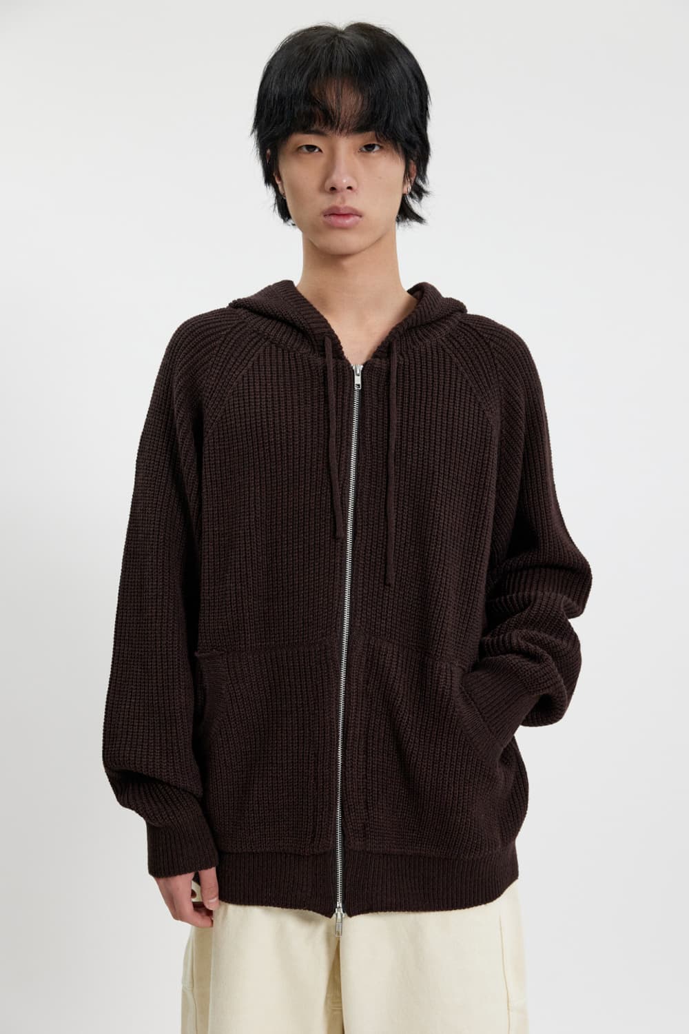 애프터프레이 니트집업 브라운 L 컴포트 후디 집업 니트 브라운 상품이미지9