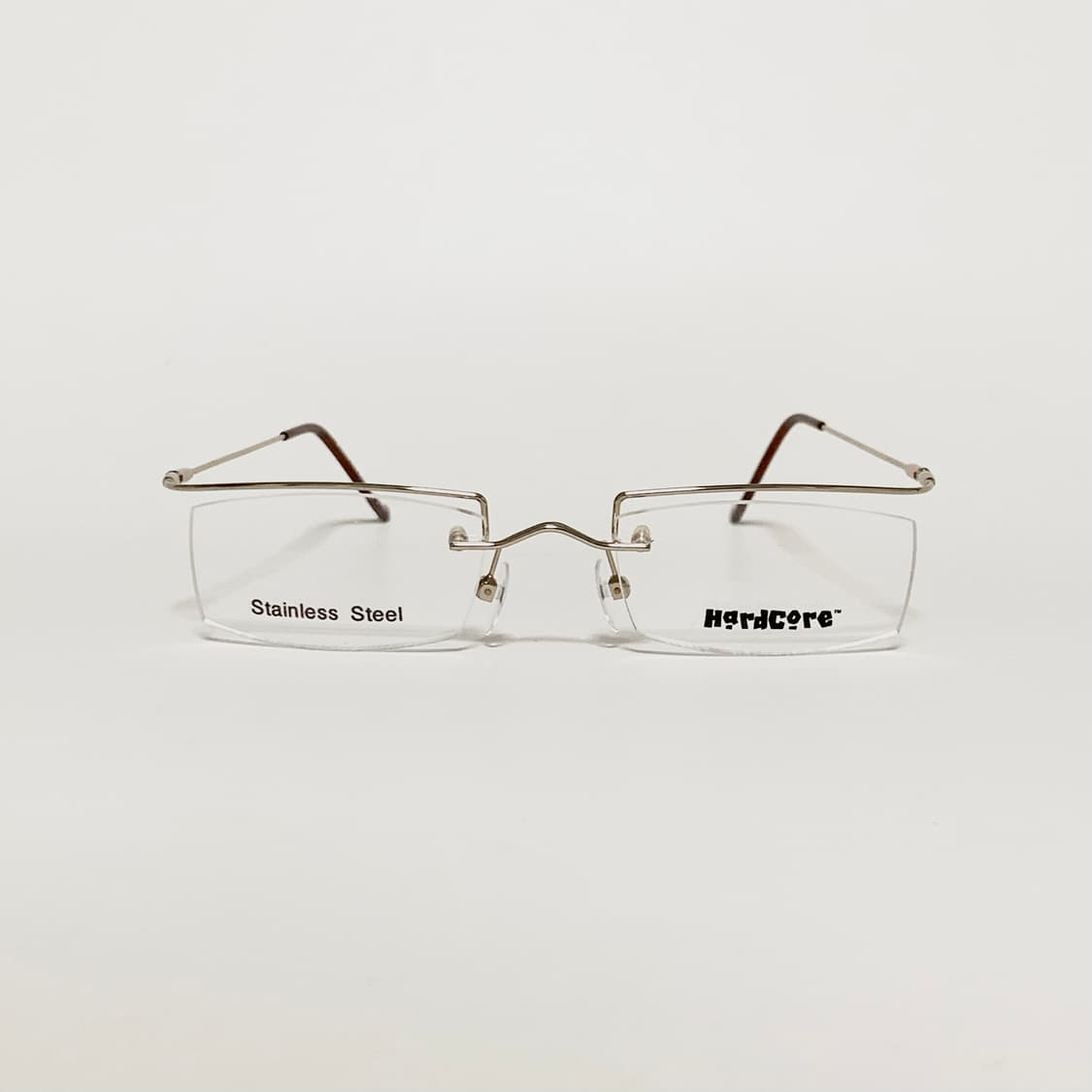 840 골드 데드스탁 남녀공용 무테 직사각 스테인리스 프레임 빈티지안경 상품이미지1