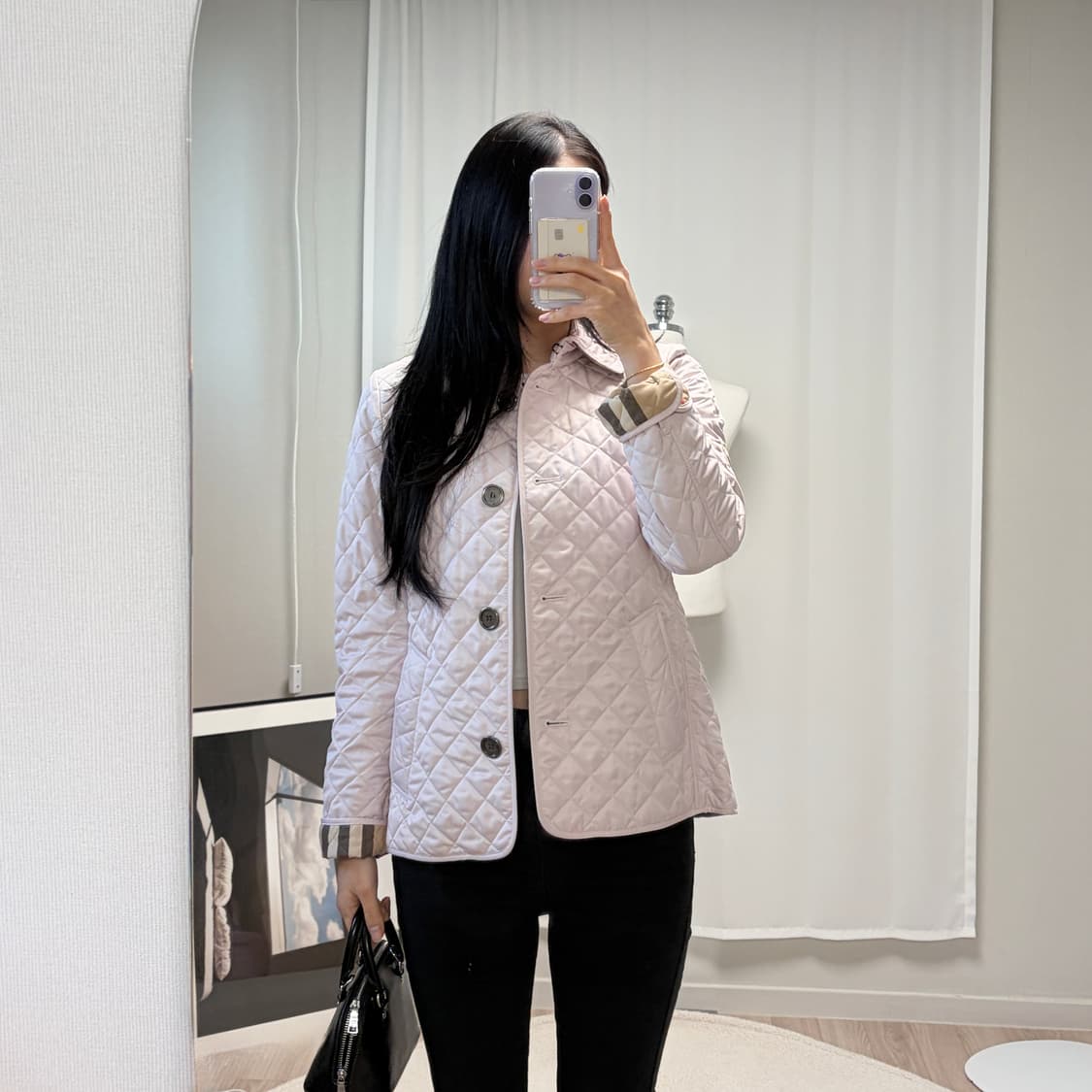 버버리 브릿 퀼팅 자켓 핑크 상품이미지1