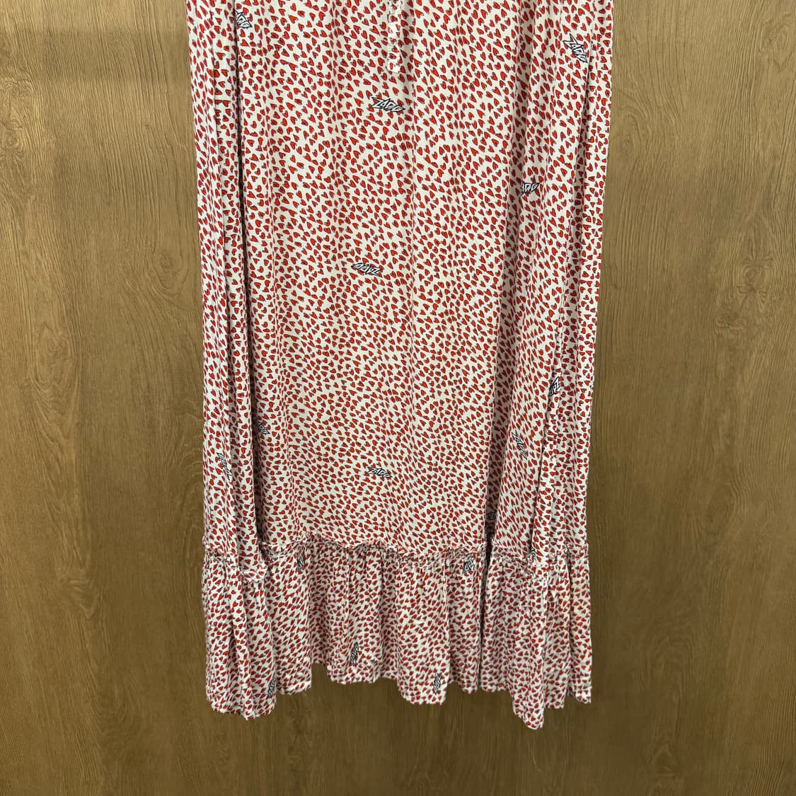 쟈딕 앤 볼테르 밴딩 롱 스커트 레드 하트 프린팅 디테일 아이보리 상품이미지5