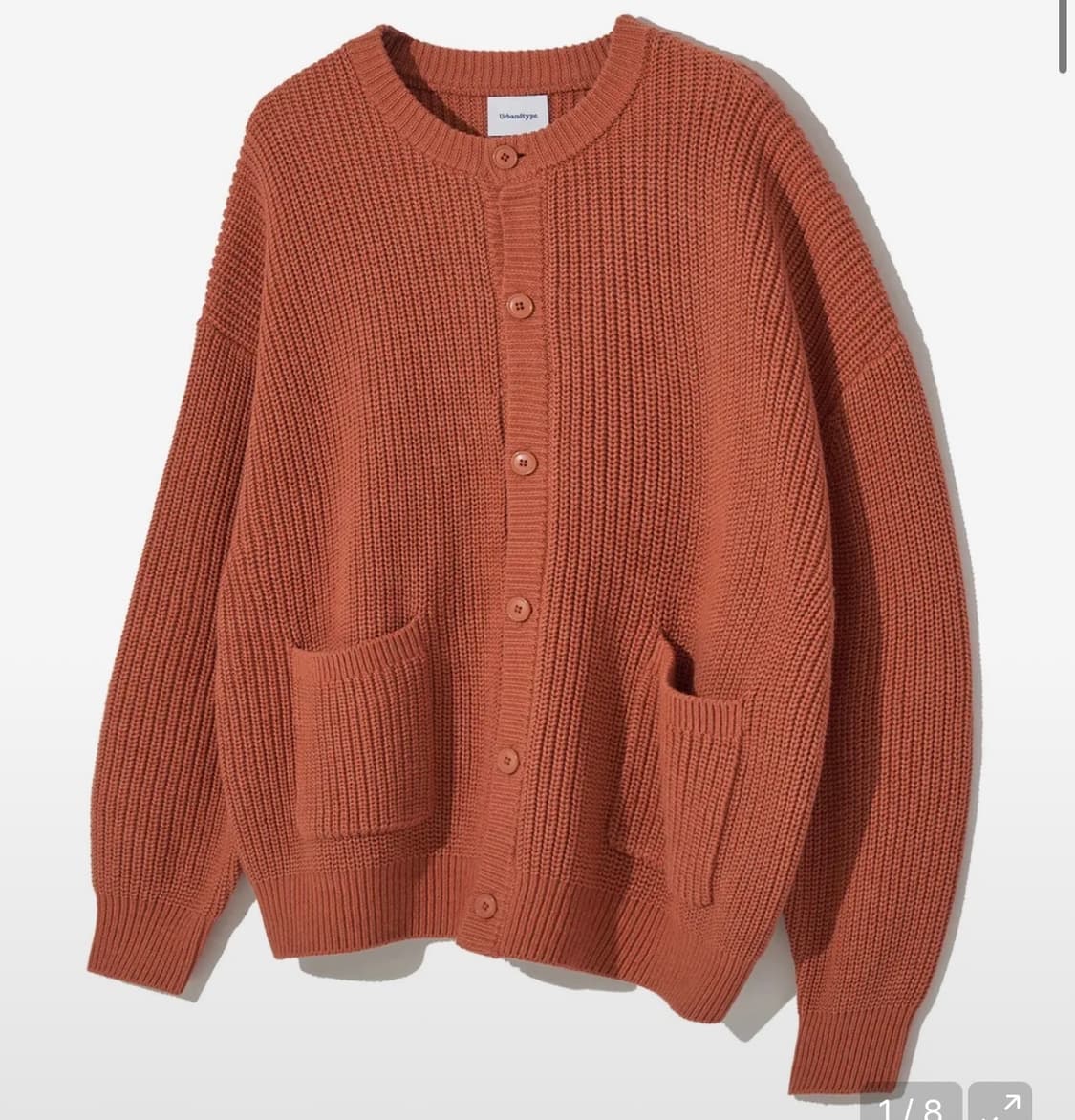 [M] 어반디타입 코튼 라운드 니트 가디건 / 오렌지 상품이미지2