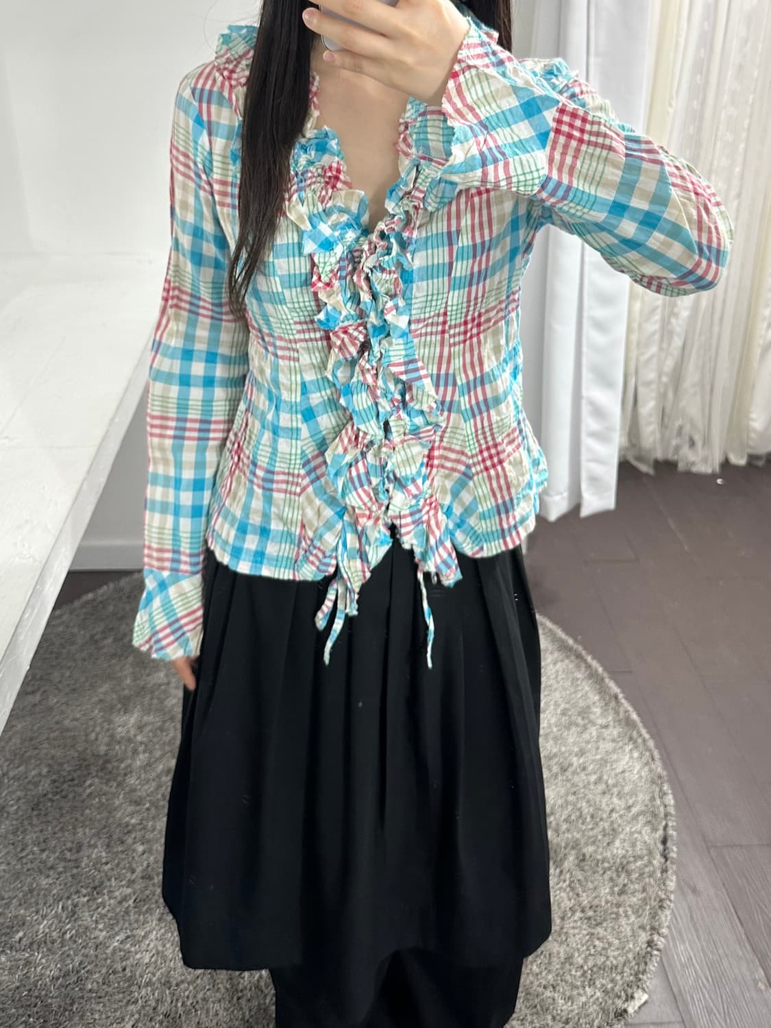 anvalides check frill shirt 상품이미지2