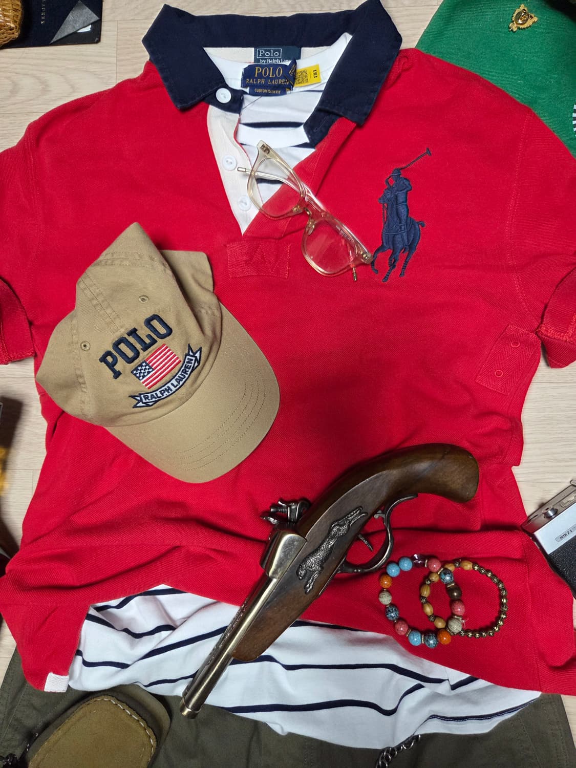 POLO RALPH LAUREN 레드 네이비 반팔 카라티 티셔츠  상품이미지4