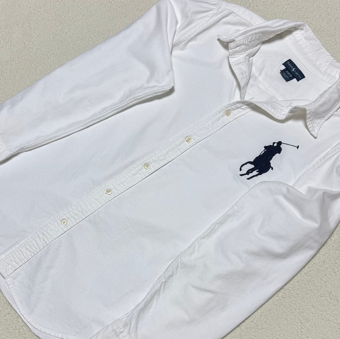 폴로 랄프로렌 빅포니 화이트 네이비 셔츠 상품이미지4