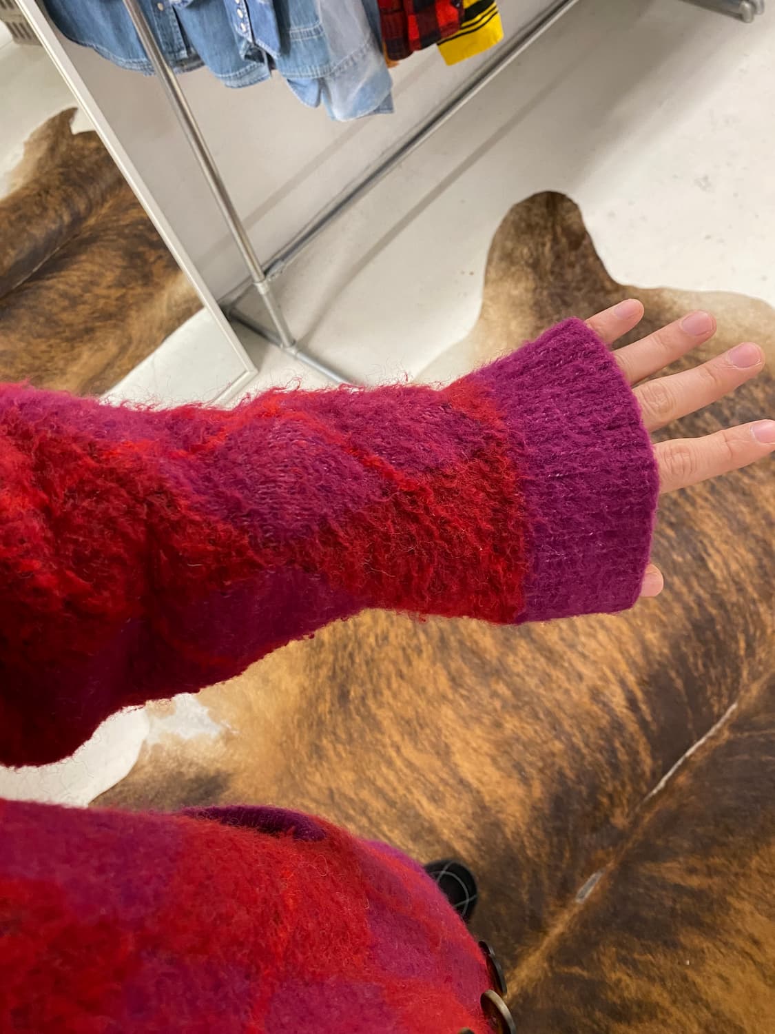 FREAK'S STORE argyle cardigan 헤어리 니트 가디건 상품이미지3