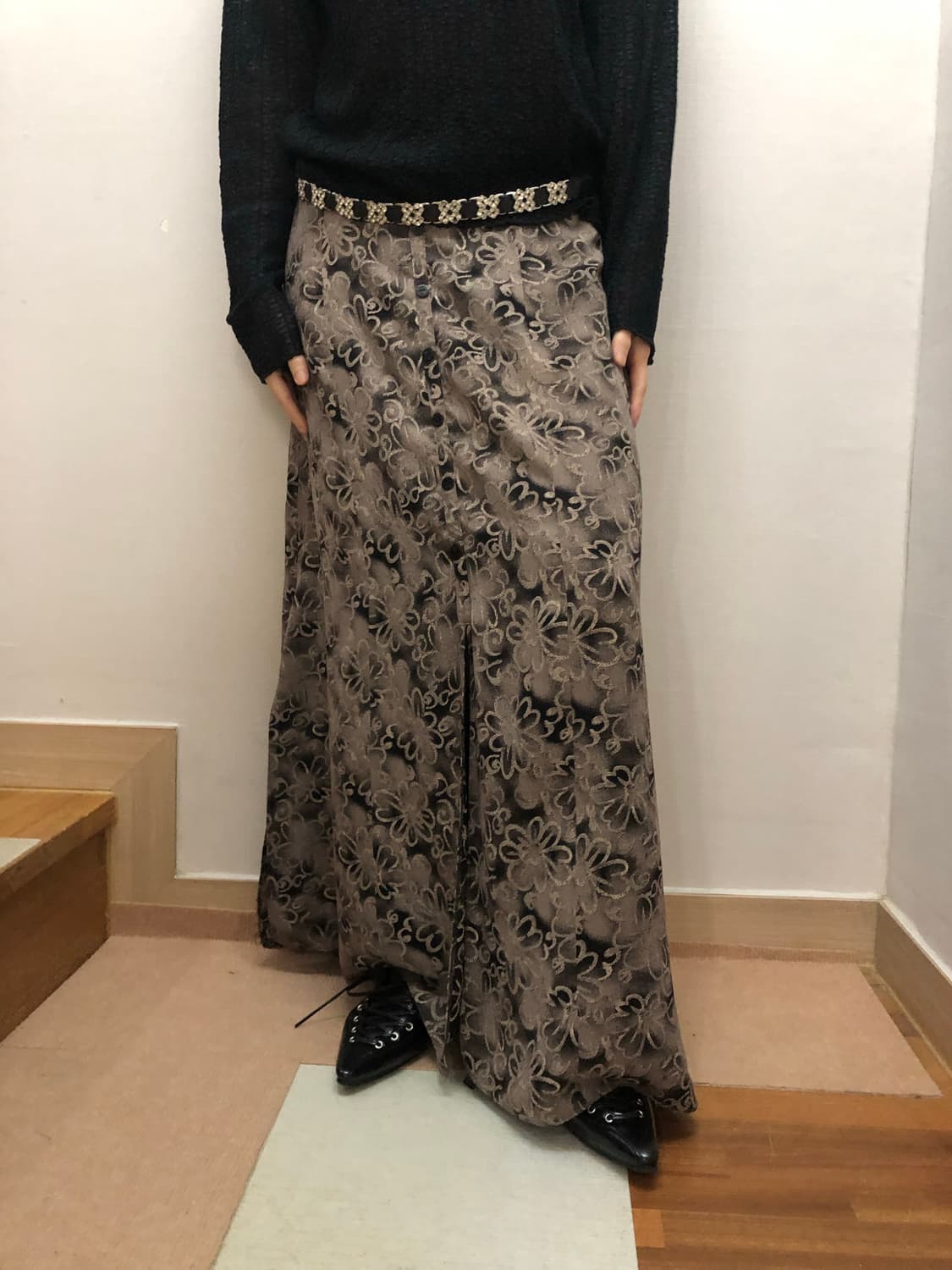 빈티지 브라운 오리엔탈 롱 스커트 상품이미지4