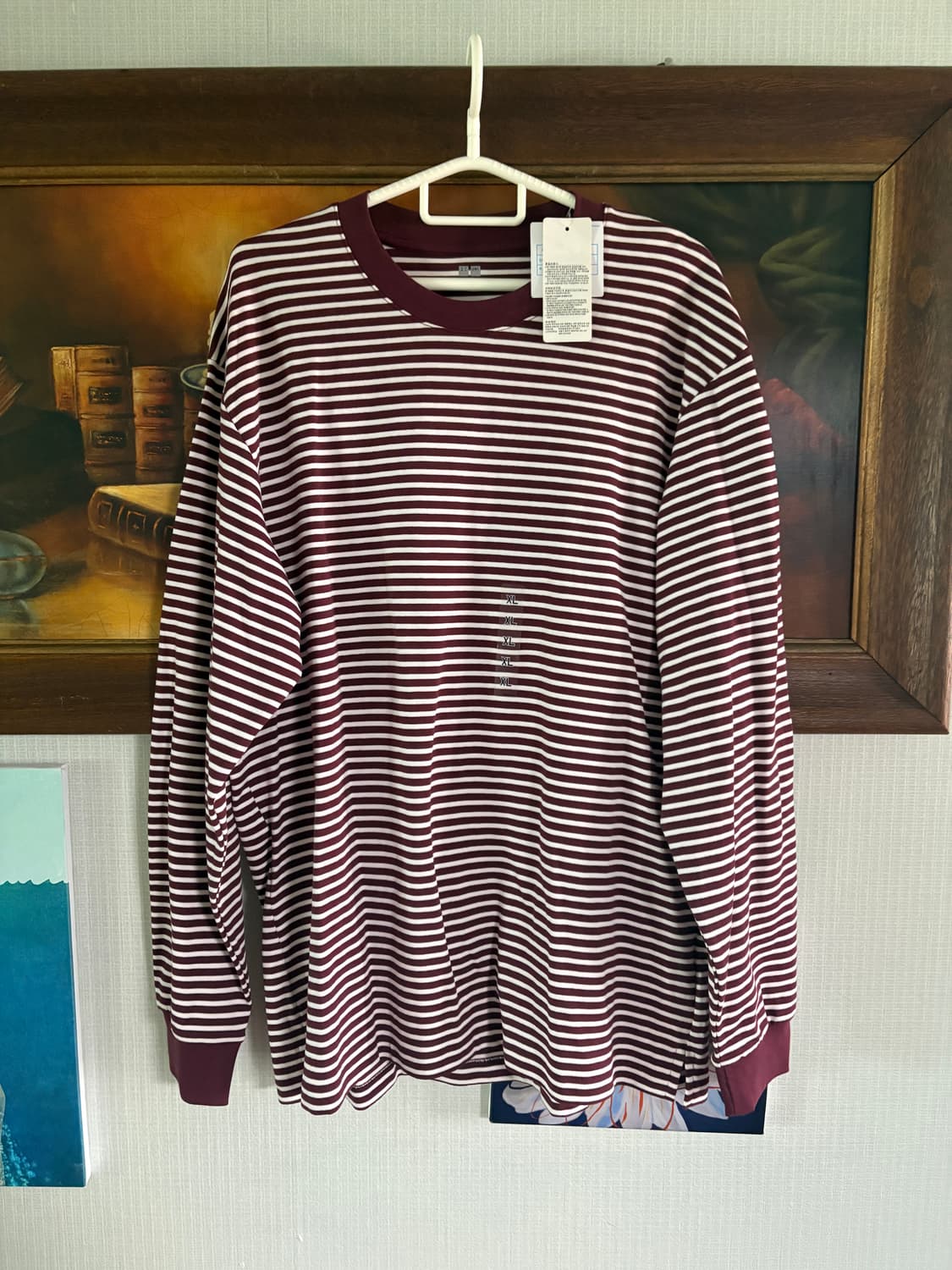 (새상품) 유니클로 버건디 스트라이프 xl 상품이미지1