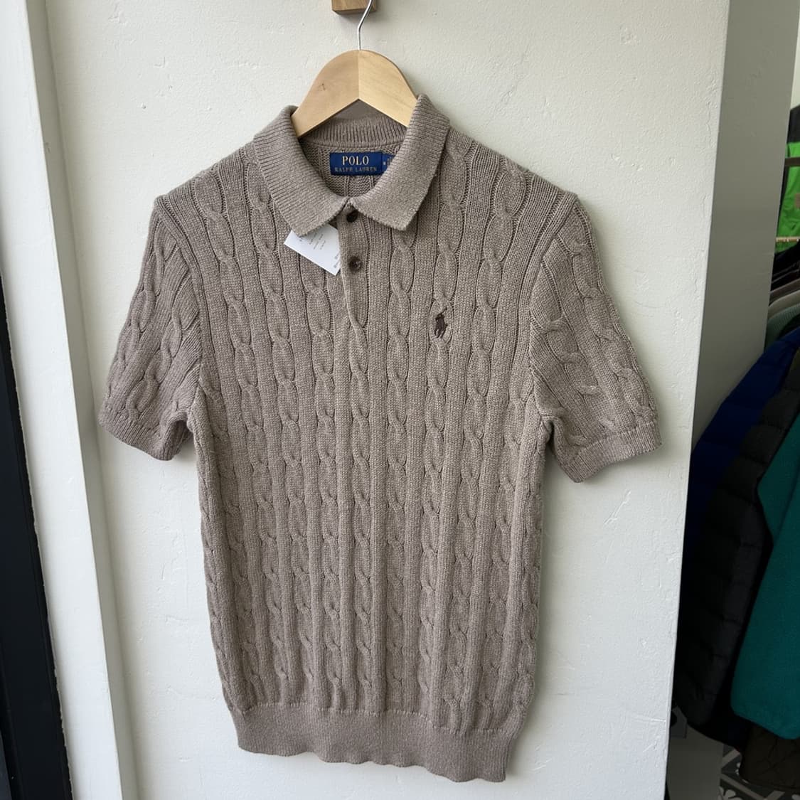 16032 - 폴로 랄프로렌 베이지 케이블 반팔 카라 니트 상품이미지2