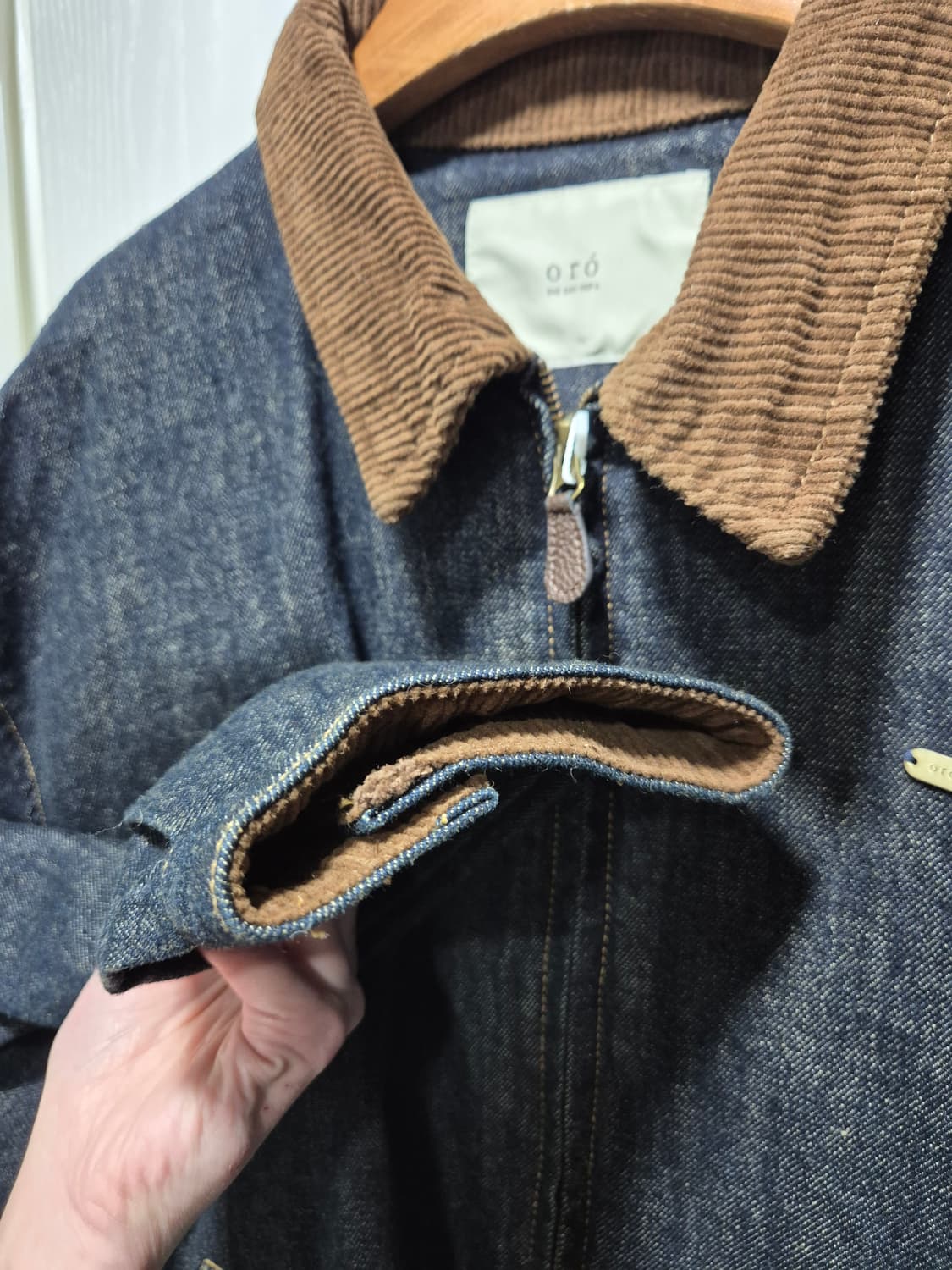 (새상품) 데님 블루종 자켓 코듀로이카라 상품이미지5
