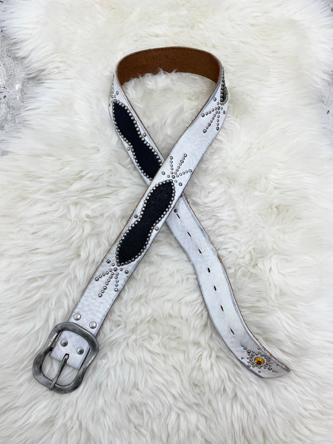 리얼레더 웨스턴 스터드 버클 벨트*레어 상품이미지1