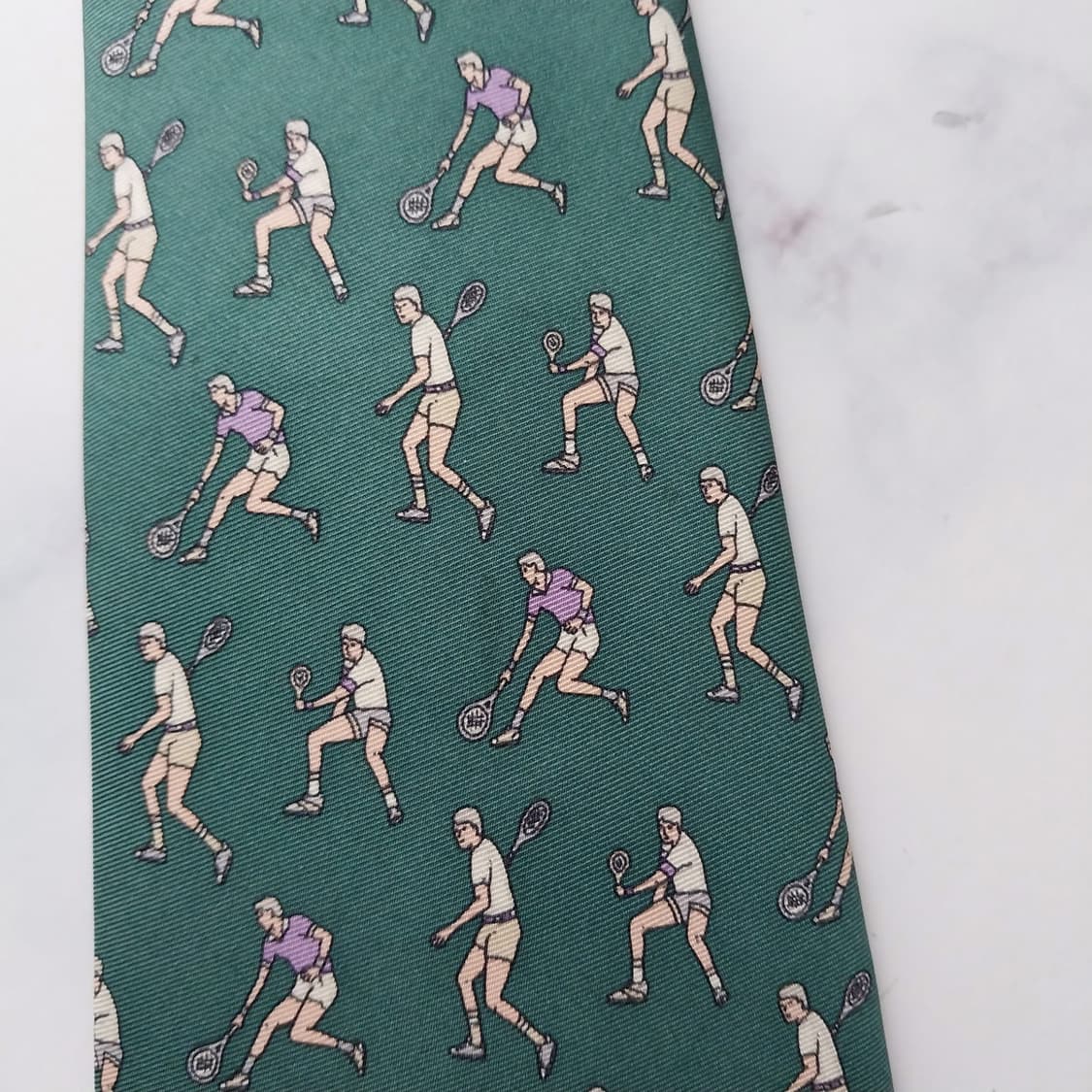 보포트 실크 그린 테니스 모티브 패턴 넥타이 9.7cm A등급 K1792 상품이미지8