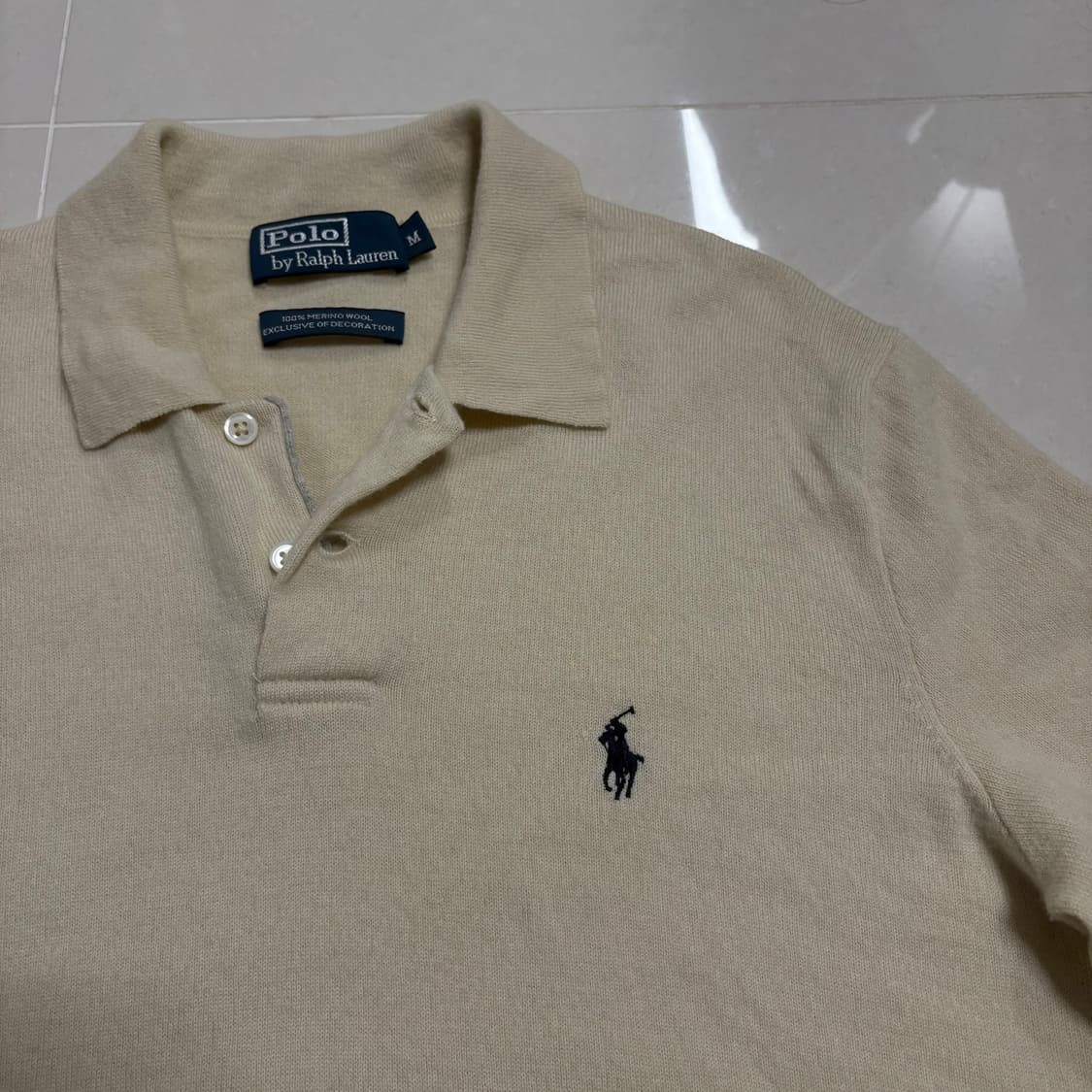 정품 폴로 랄프로렌 메리노 울 베이지 카라넥 니트 스웨터 상품이미지4