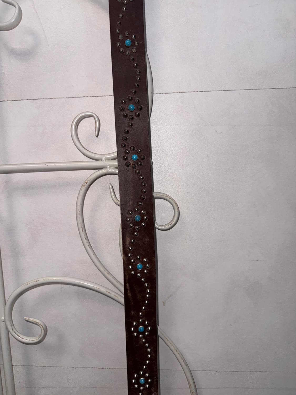 Brown turquoise stud leather belt 상품이미지5