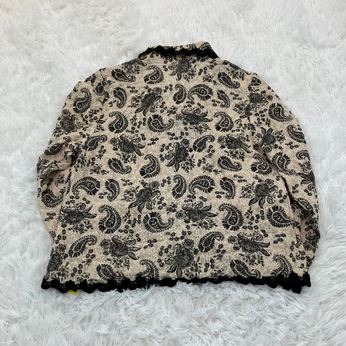 빈티지 아이보리 페이즐리 패턴 레이스 블라우스 y2k 스트릿 갸루 펑키  상품이미지3