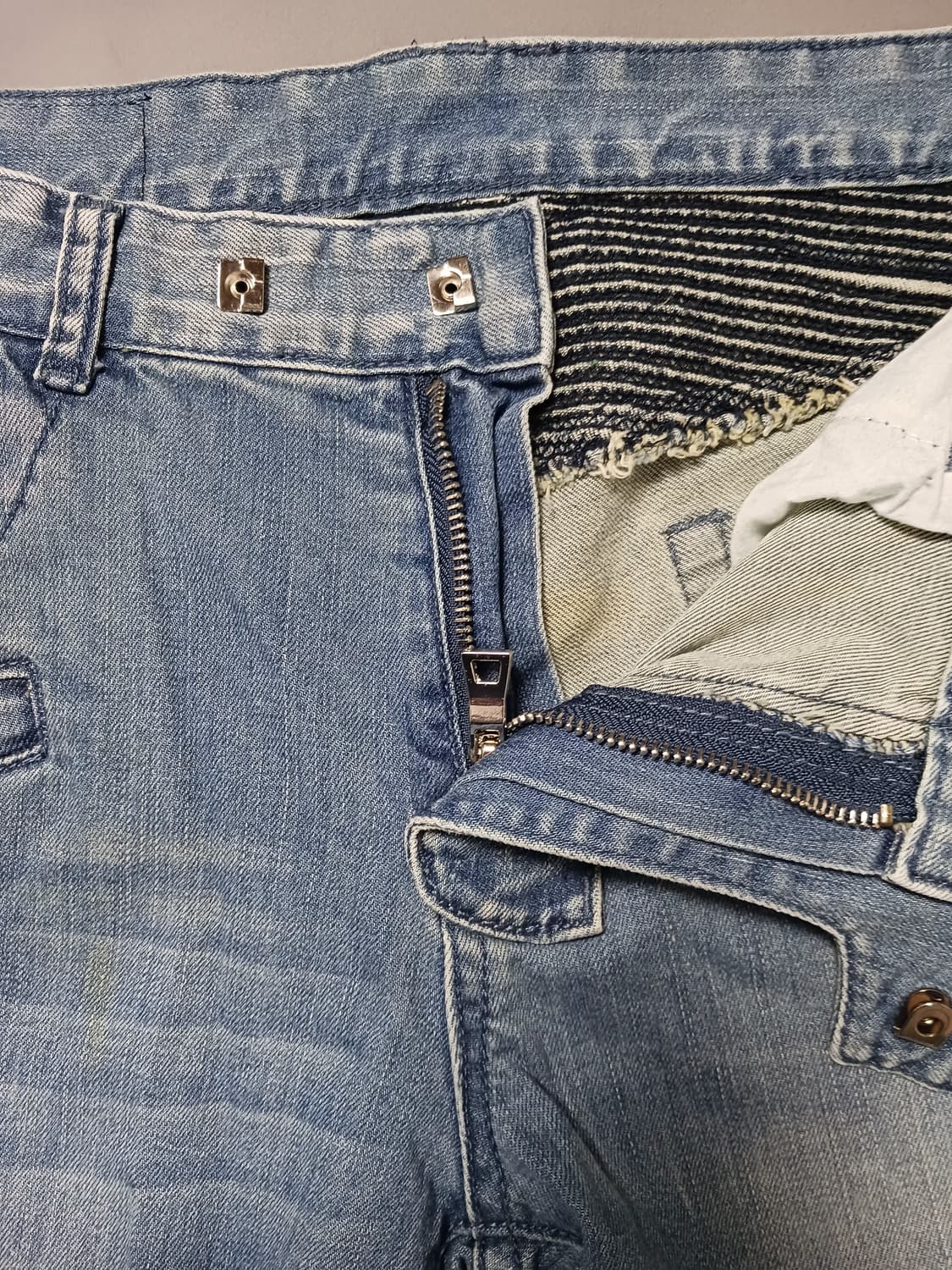 [32] 발망 연청워싱 슬림 바이커진 청바지 상품이미지6