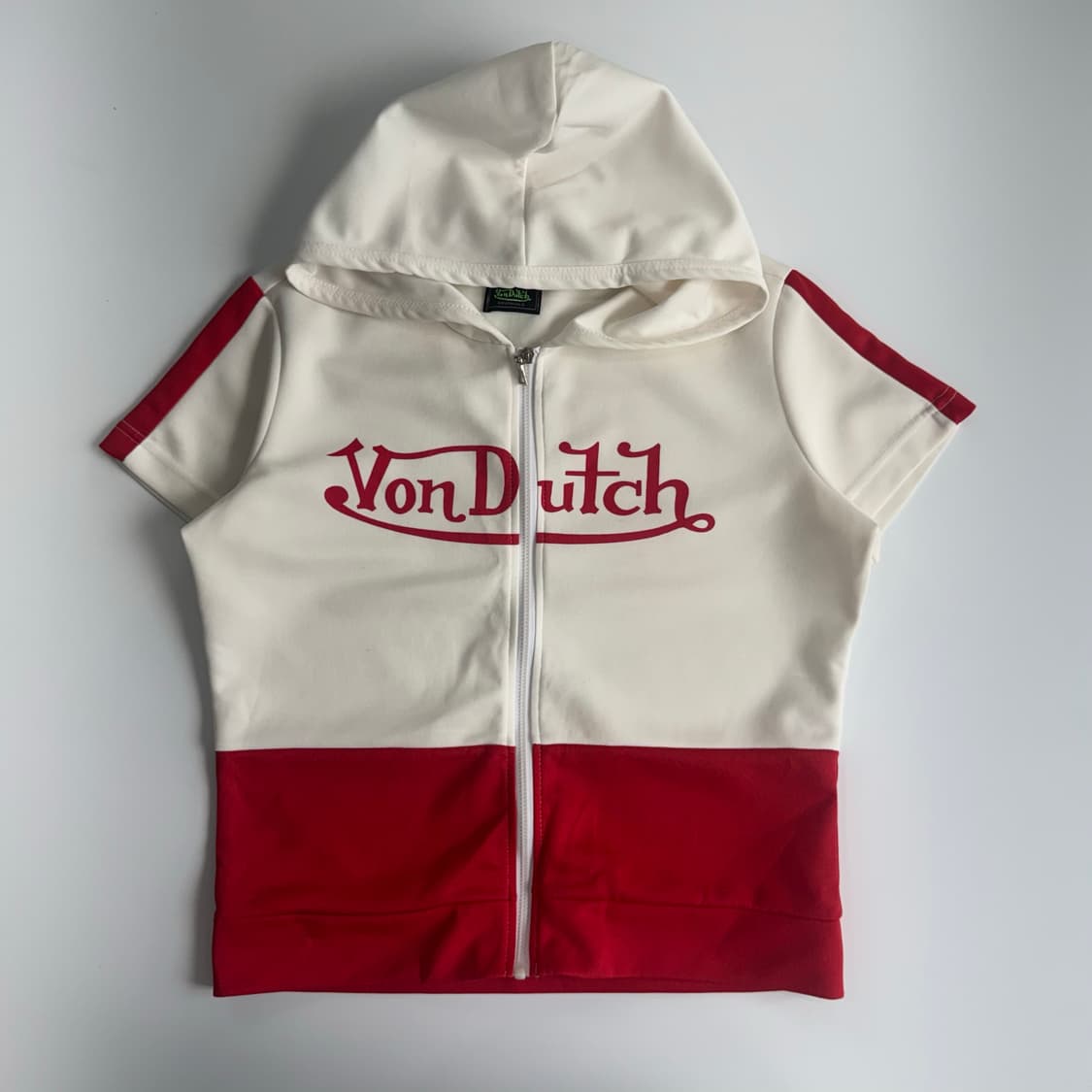 Von Dutch 본거치 레드 로고 화이트 반팔 후드집업  상품이미지3