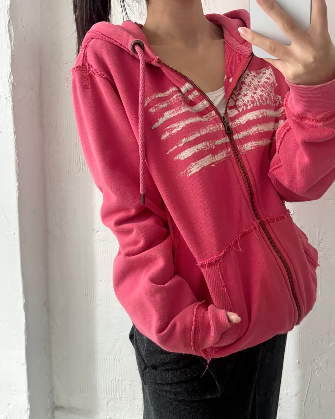 Polo 폴로 랄프로렌 진스 핑크컬러 성조기로고 후드집업 상품이미지1