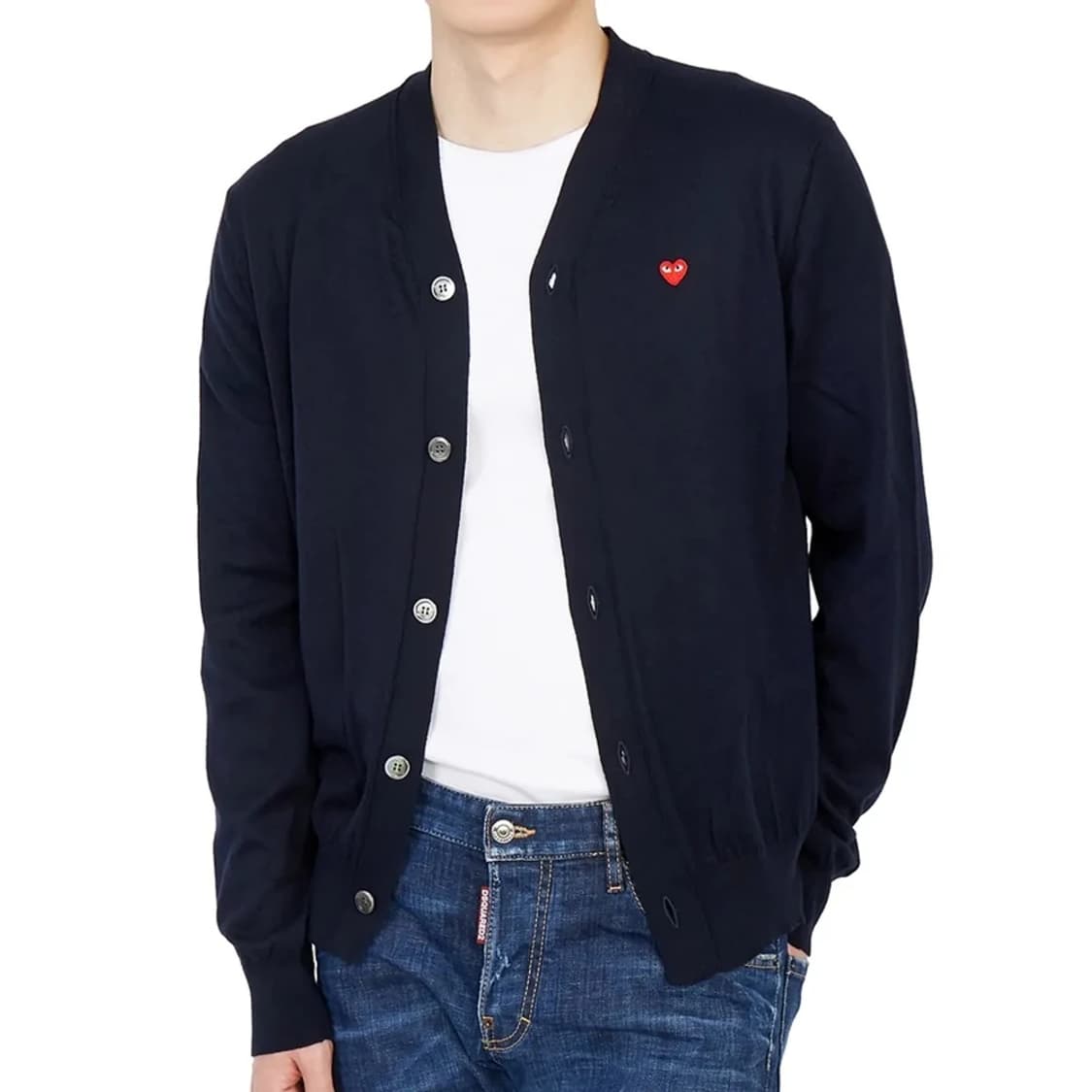 꼼데가르송 미니 로고 와펜 니트코튼 가디건 PN5619 상품이미지2