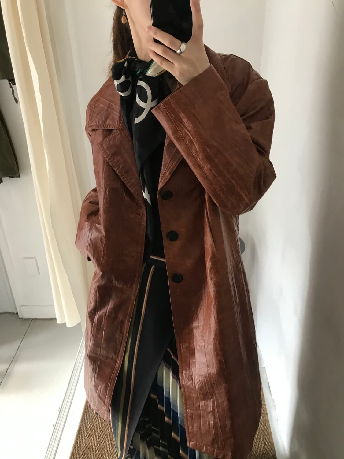 fake leather long coat 상품이미지2