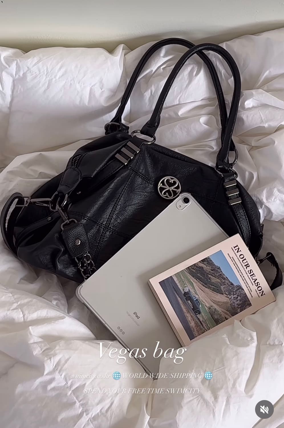 스윔시티 vegas bag 블랙 레더 숄더백 상품이미지1