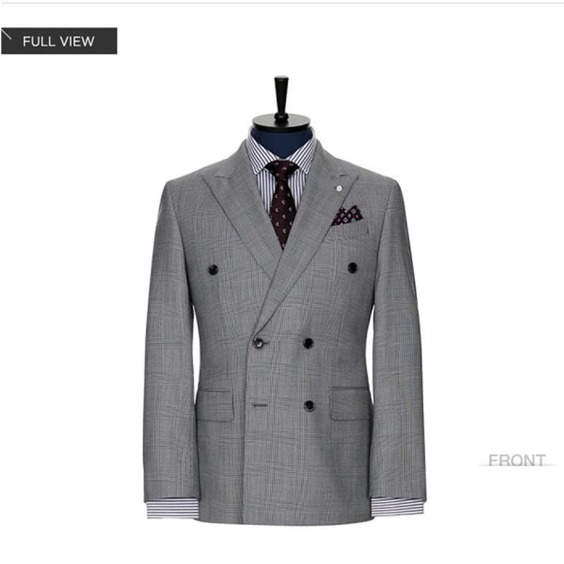 [105] 지이크x반하트 글렌체크 그레이 더블 자켓(PYJAI2504) 상품이미지7