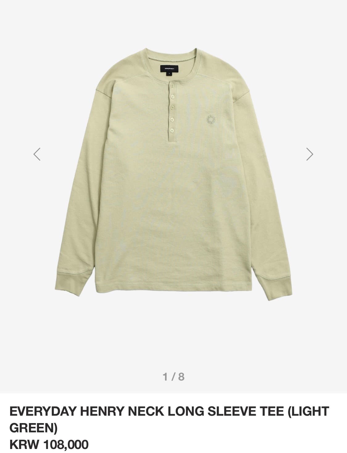 999휴머니티 헨리넥 긴팔 티셔츠 라이트 그린 2(M)  상품이미지1