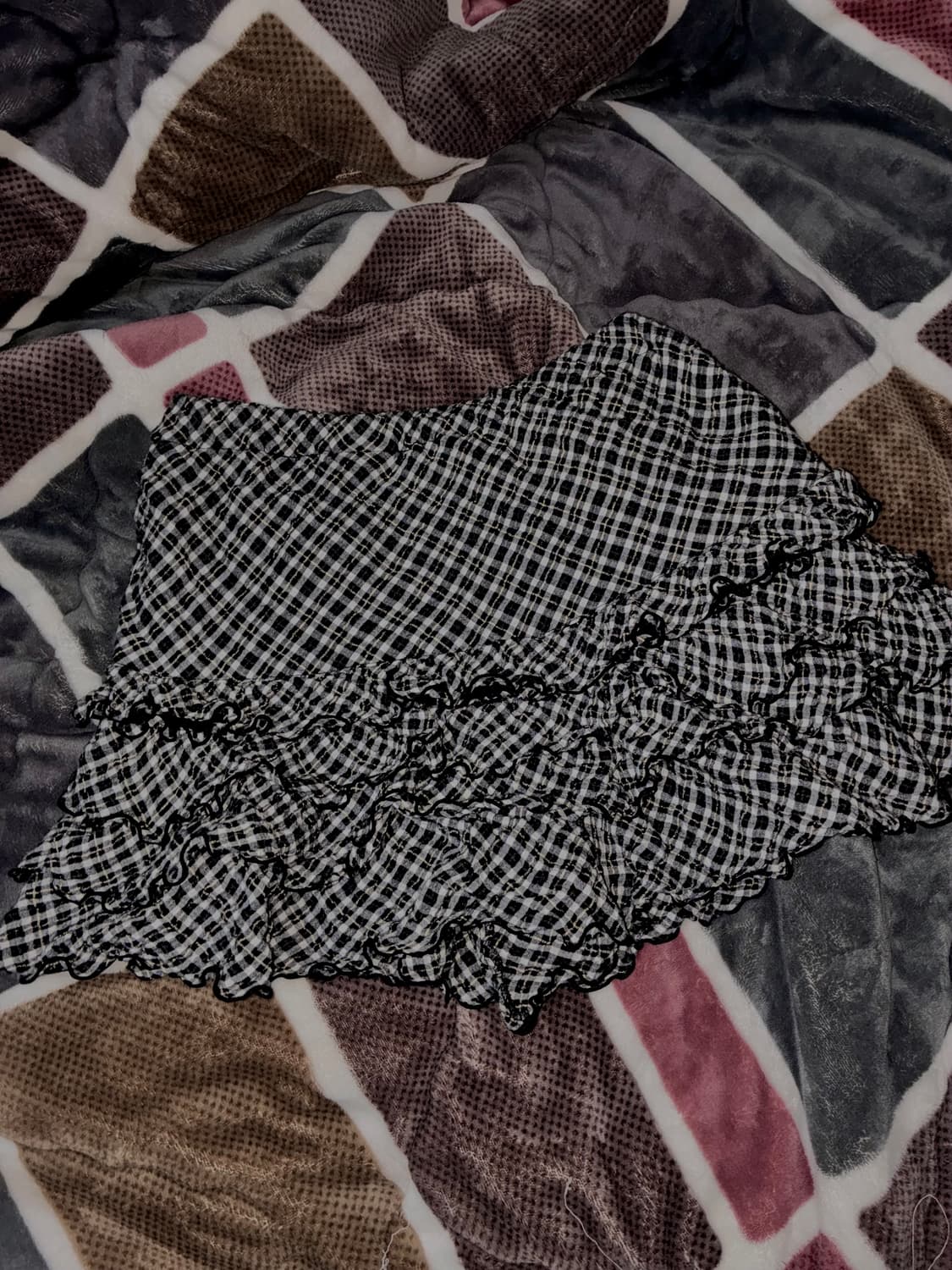 메조피아노 펑크체크캉캉 치마바지 상품이미지2