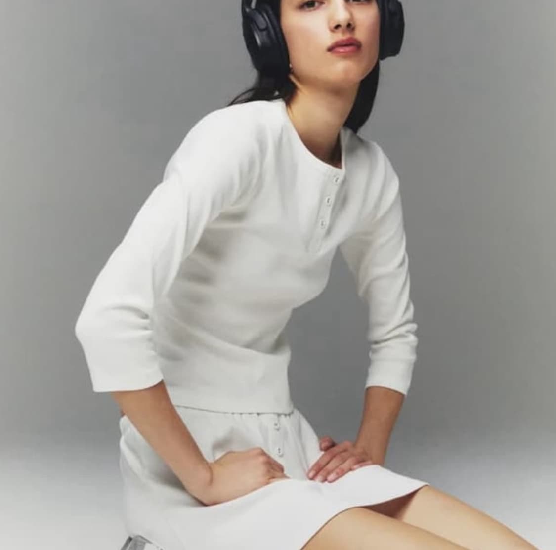 글로니 3/4 Button fly tee (white) 상품이미지1