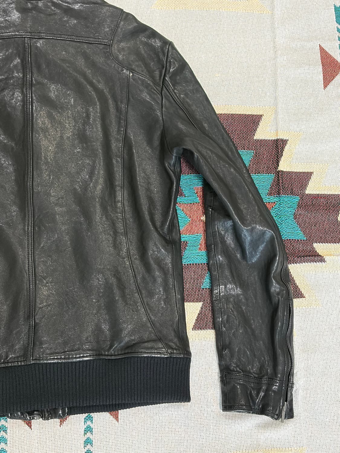 테이트 사선 아티잔 바이커 레더자켓 상품이미지7