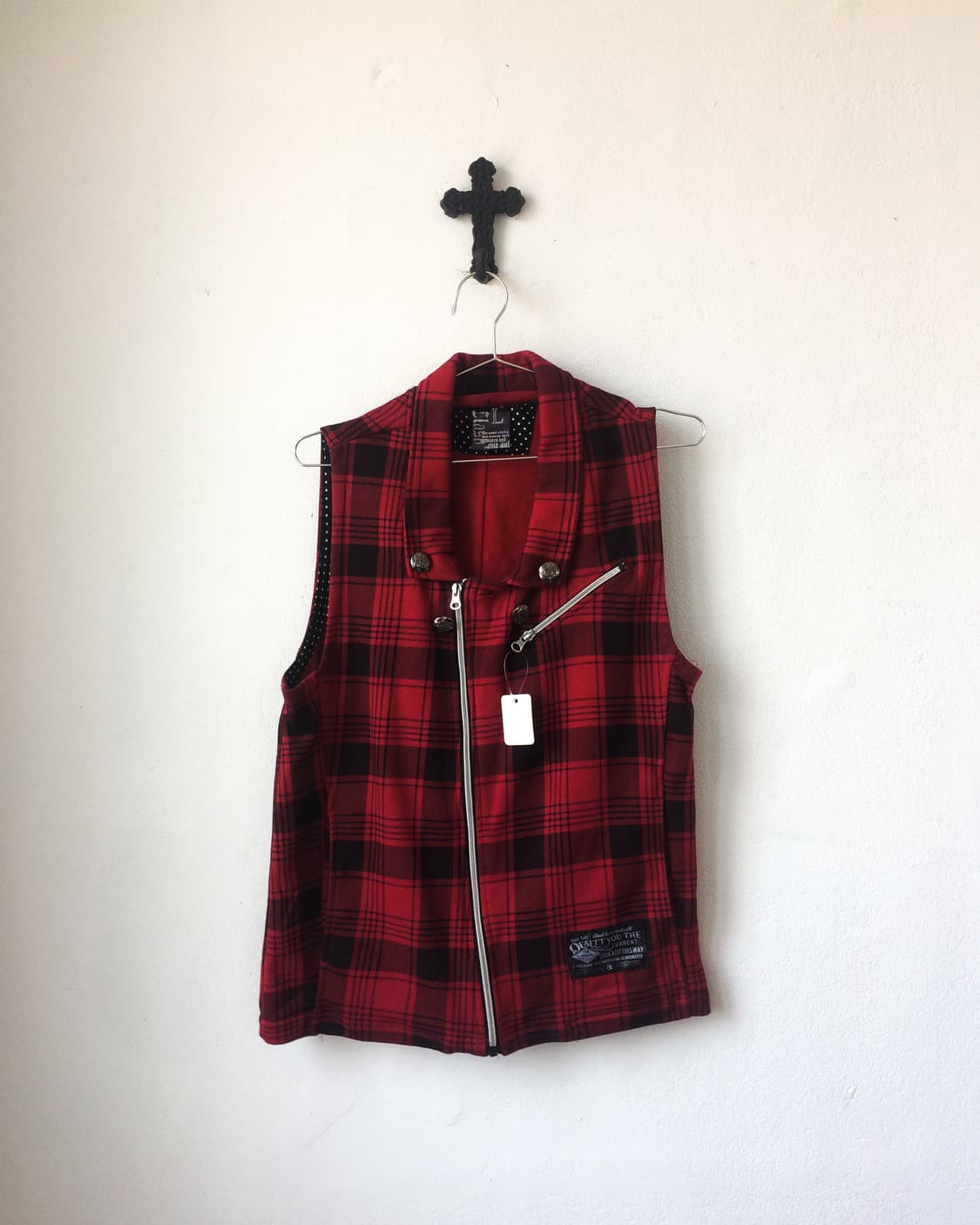 Check pattern rider vest 상품이미지2