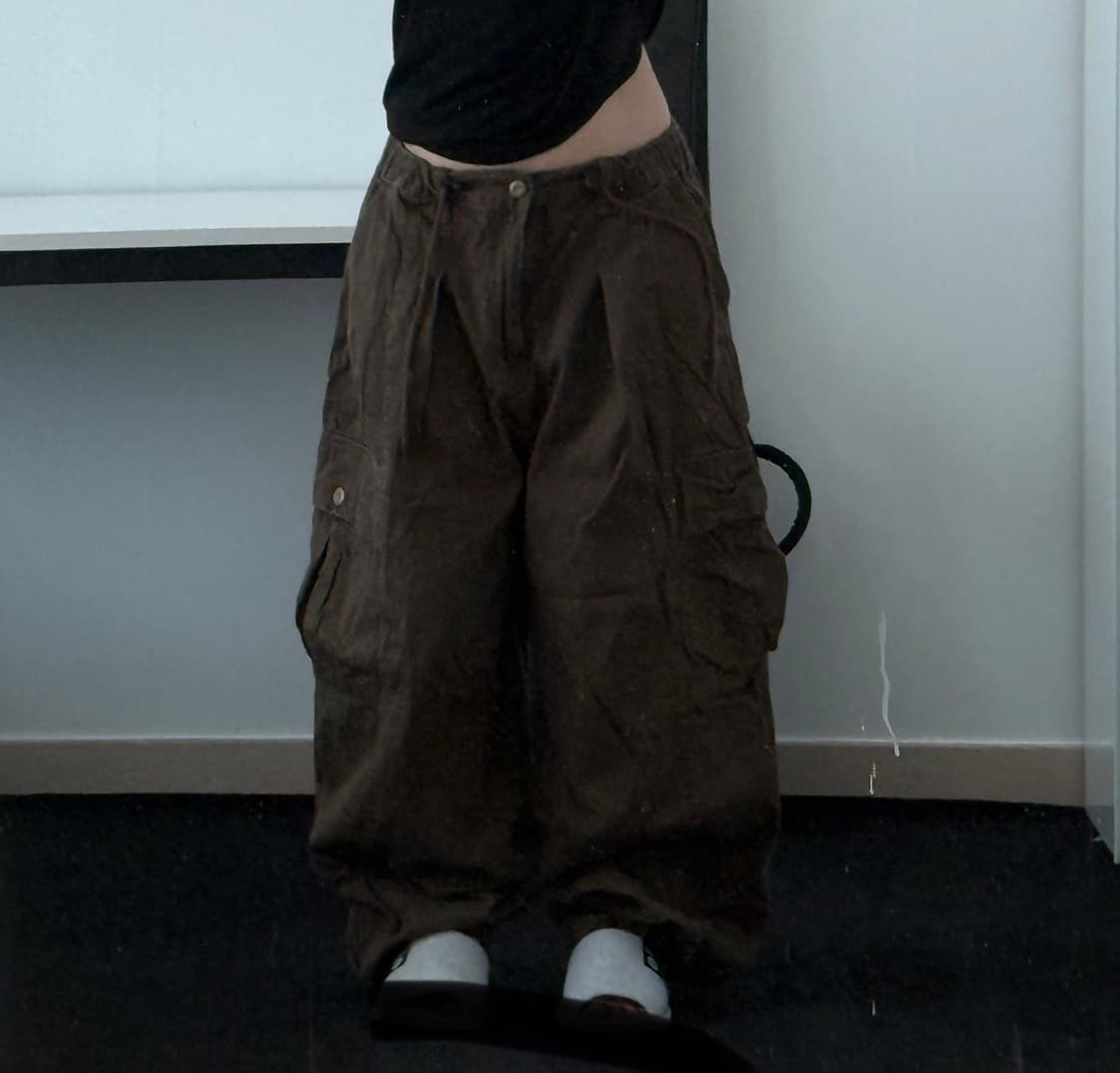 빈티지 와투케 브라운 와이드 카고팬츠 와걸 큐빈 오공이 파우닝 상품이미지1