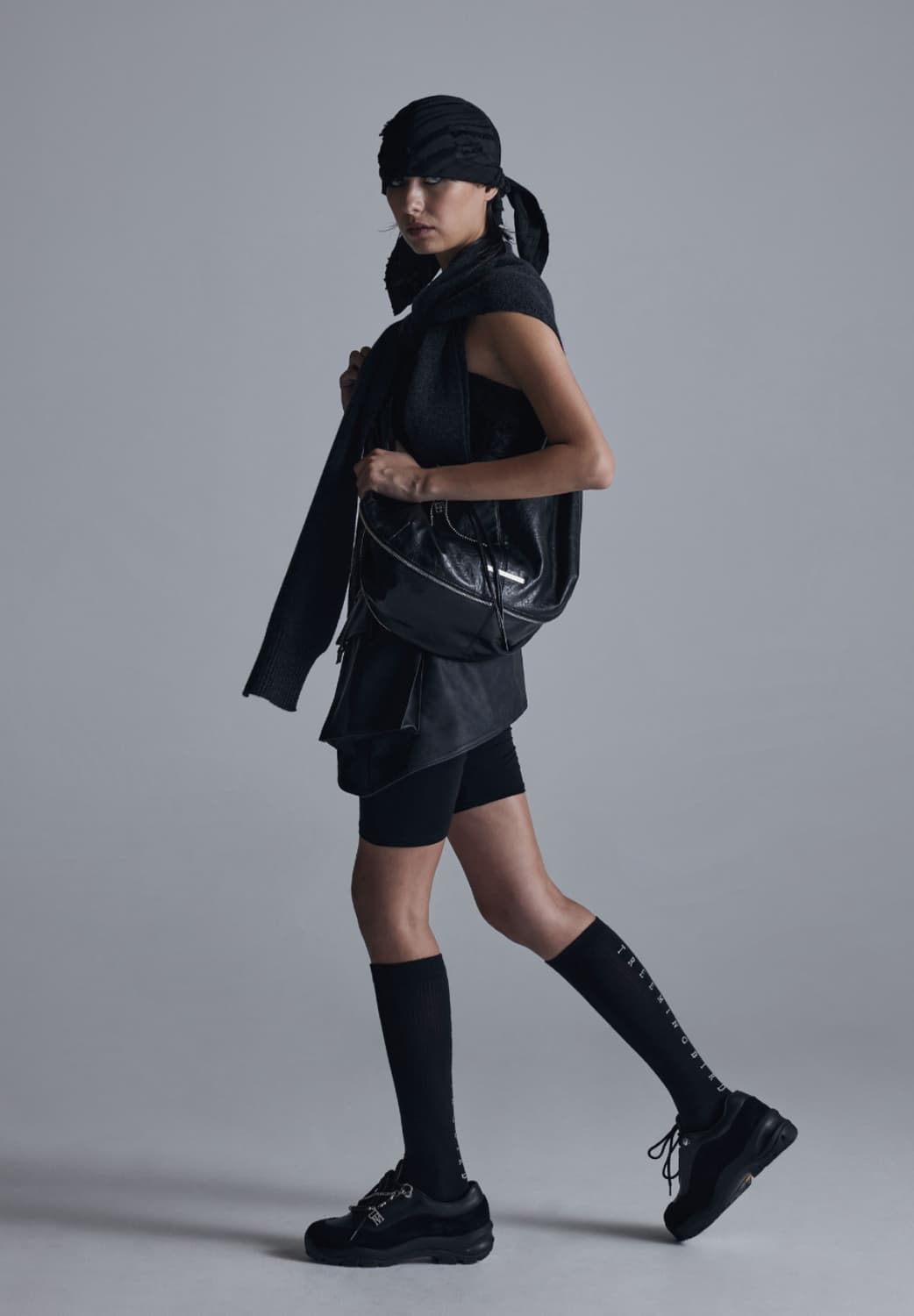 트리밍버드 로고 니 삭스 블랙 상품이미지4