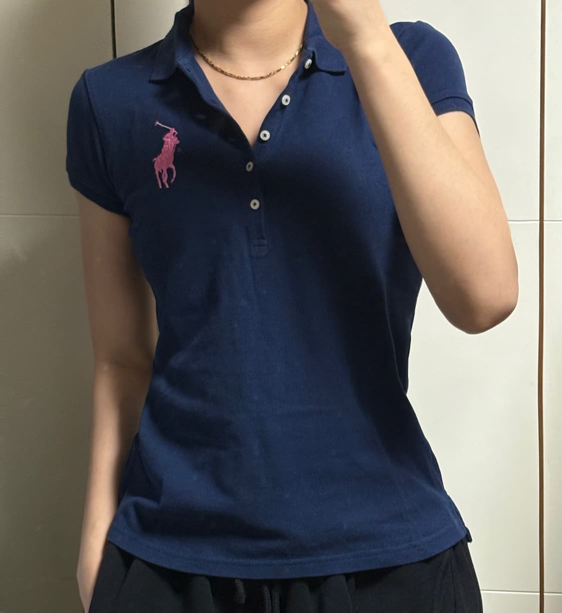 폴로 랄프로렌 빅포니 슬림핏 네이비 카라티셔츠 상품이미지1