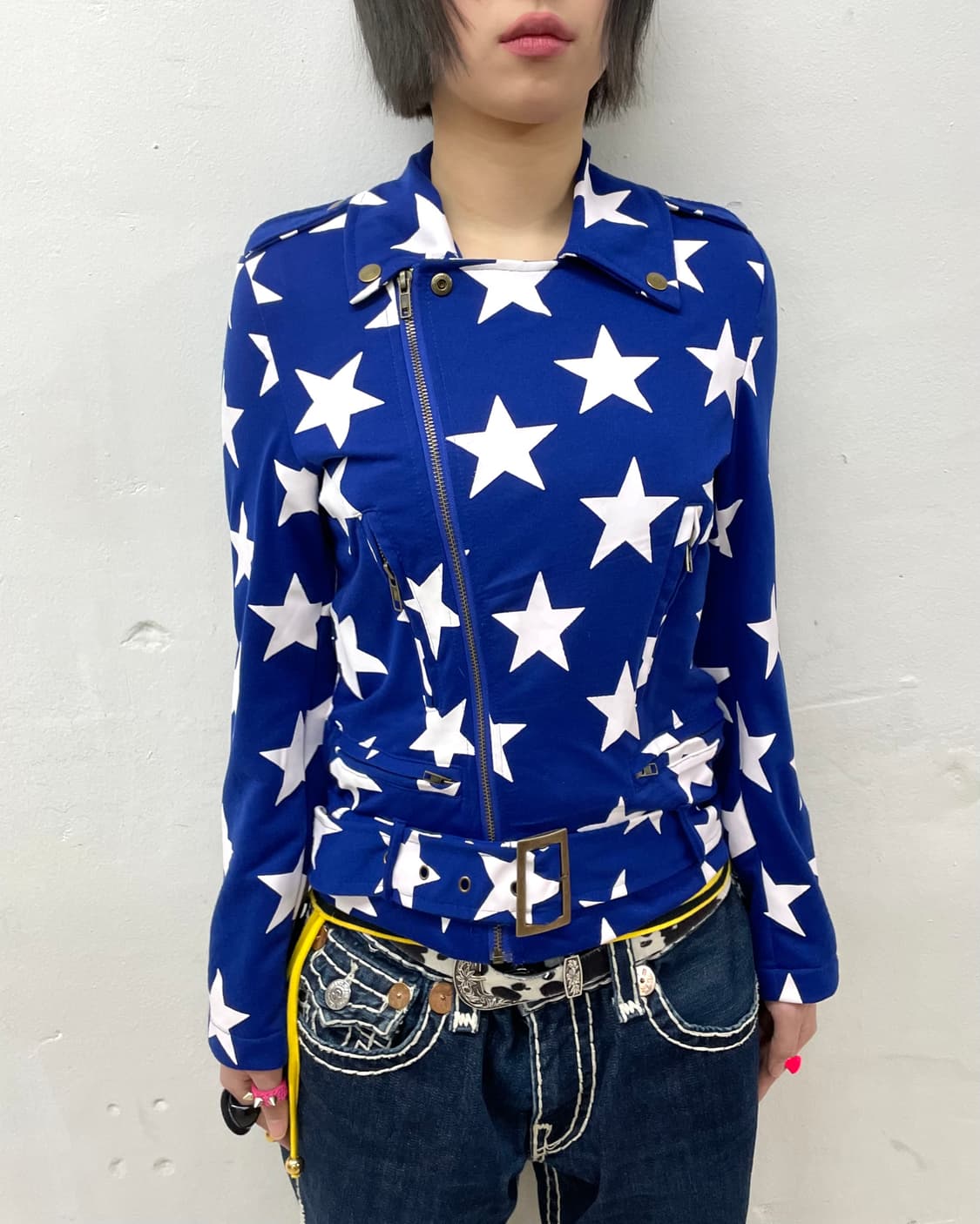 Retro White Star Blue Rider Jacket 상품이미지4