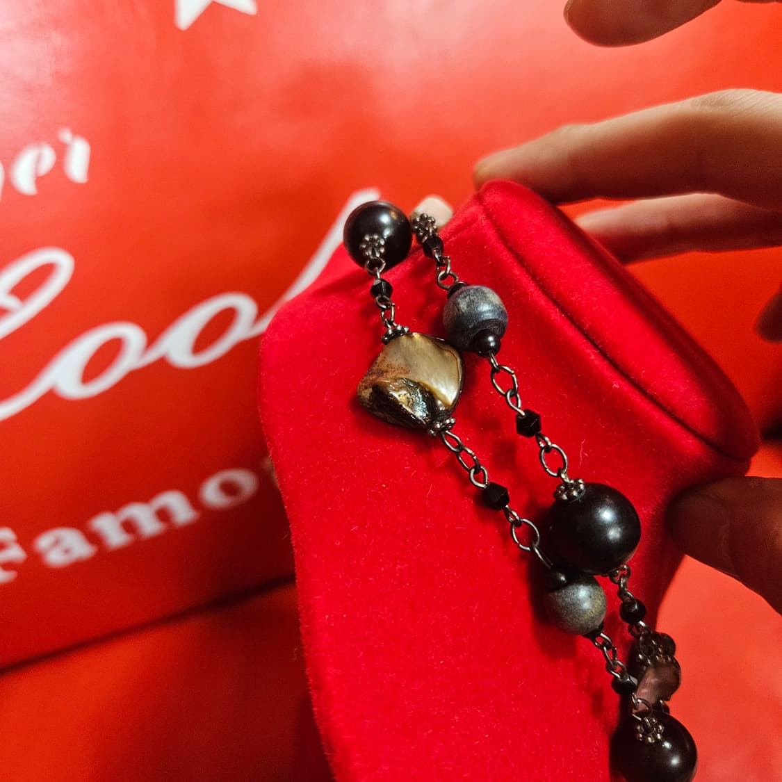 천연 흑 못난이 진주 롱 레이어드 네크리스 + 브로치  상품이미지6