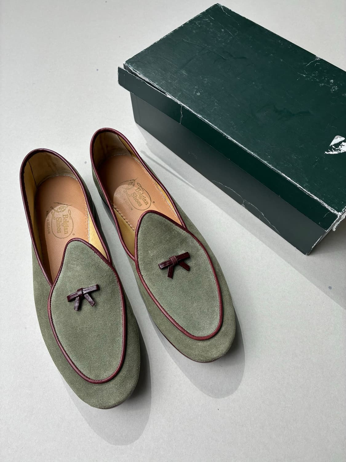 벨지안 슈즈 로퍼 MR.CASUAL 스웨이드 올리브 그린 9사이즈 상품이미지1