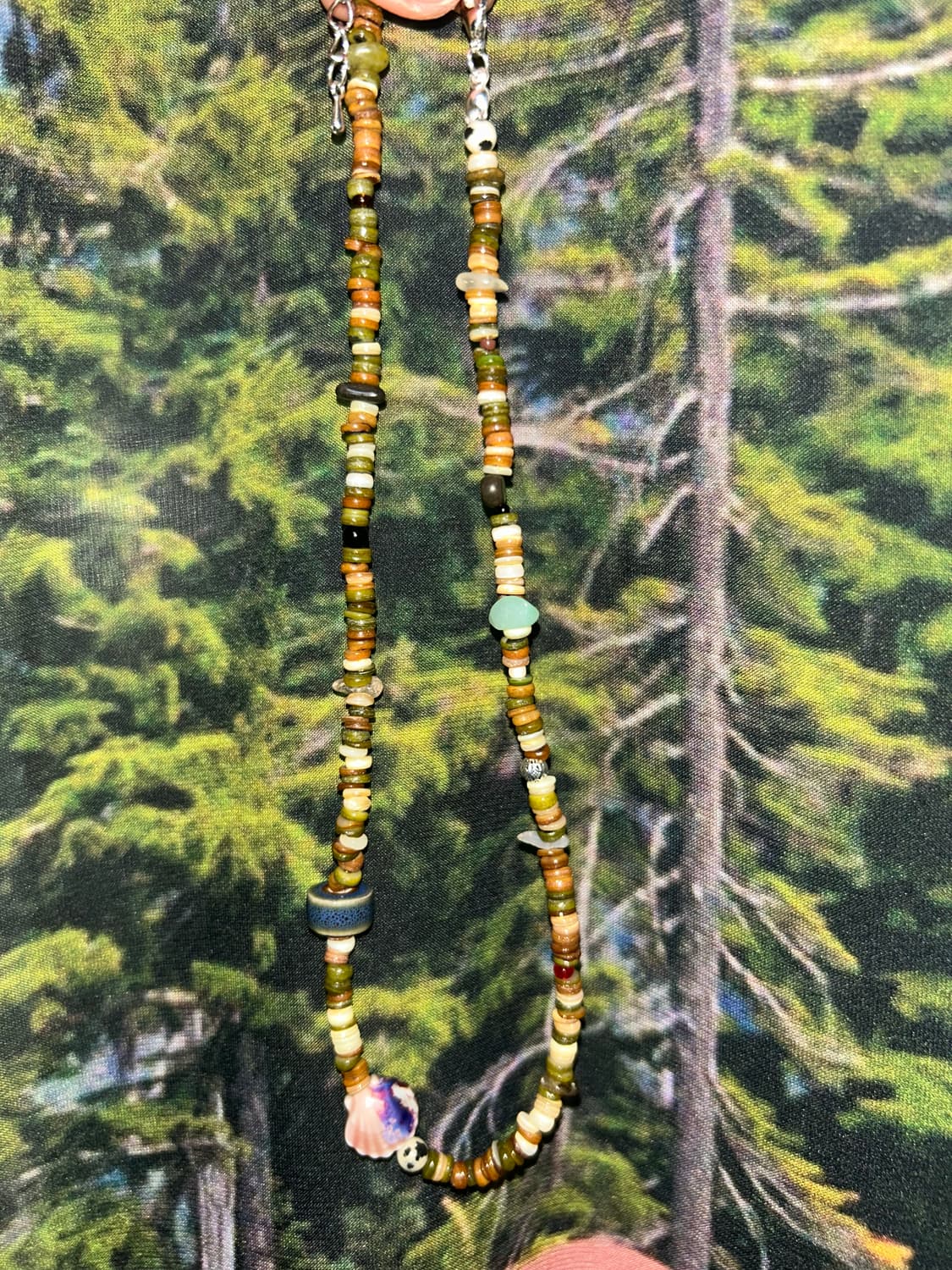 빈티지 비즈 우드 조개 목걸이 / wood clam necklace 상품이미지2