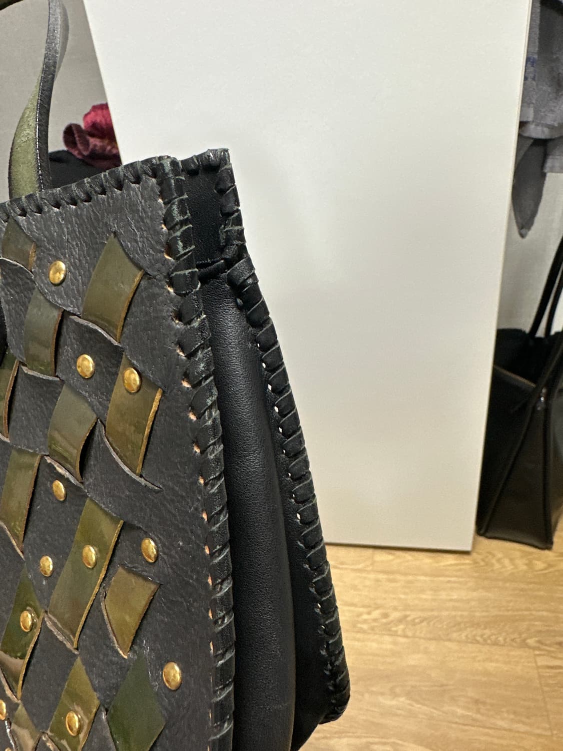 vintage leather weaving bag  상품이미지5