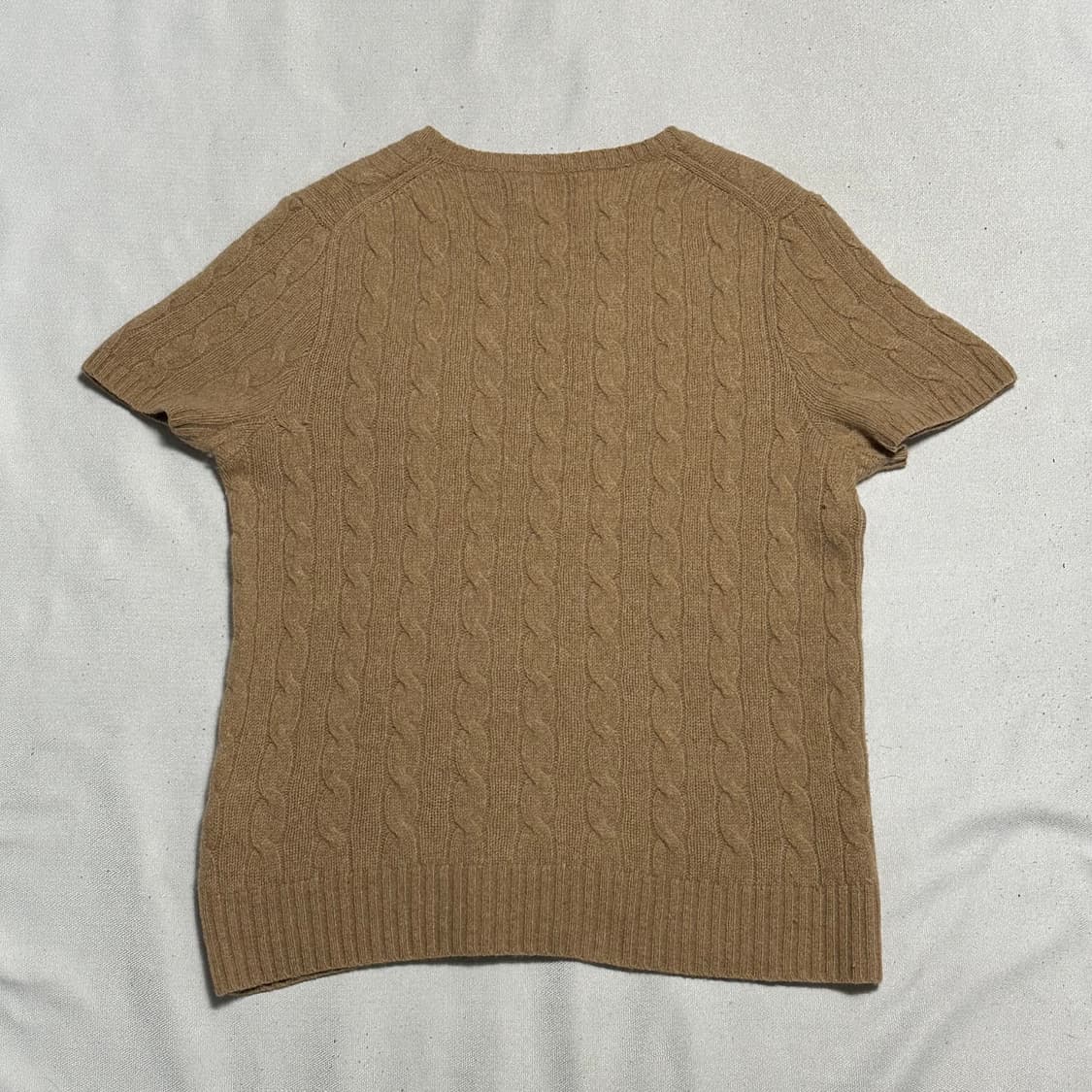 L 폴로랄프로렌 여성용 캐시미어 케이블 반팔 니트 상품이미지3