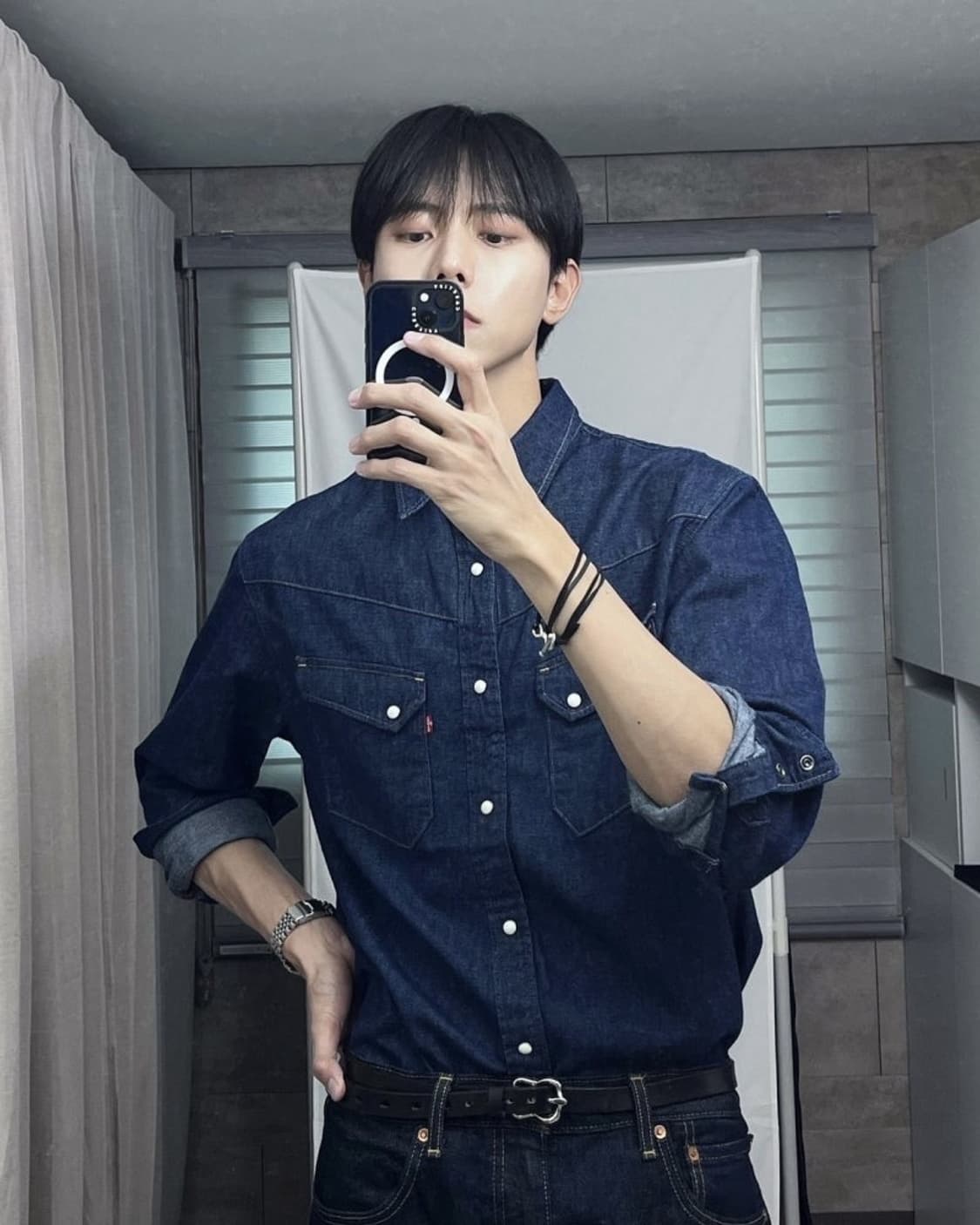 리바이스 lvc 54 롱혼 주우재 웨스천셔츠 연청 S 상품이미지1