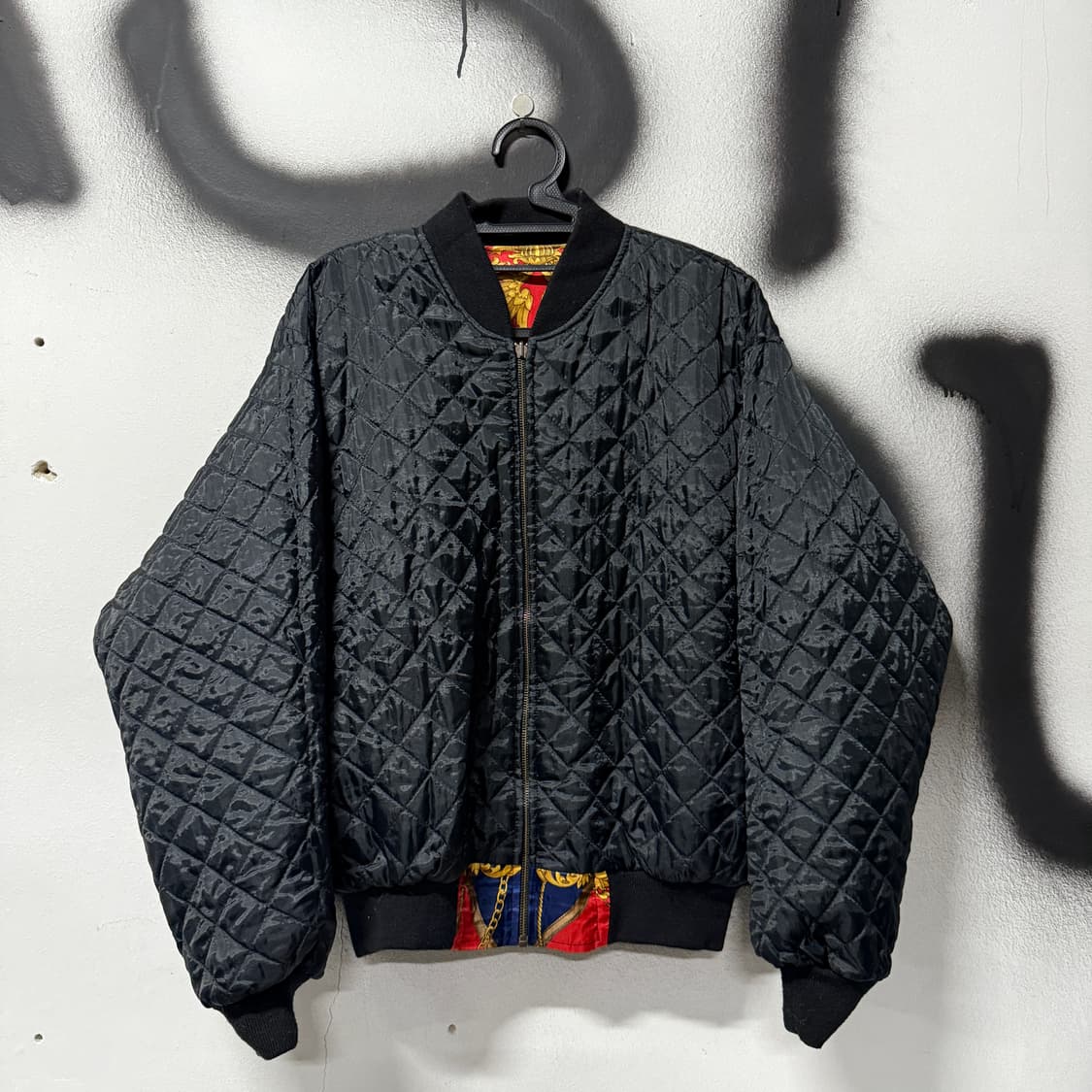VTG 빈티지 바로크 풀 패턴 리버시블 퀼팅 봄버 자켓 상품이미지3