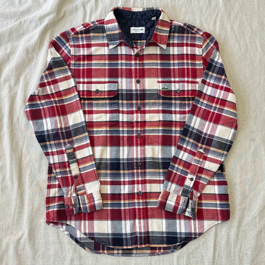 라코스테 레귤러 울코튼 체크셔츠 L 상품이미지1