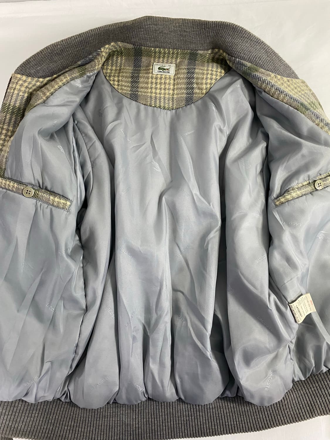 라코스테 빈티지 체크 울 누빔 블루종 자켓 점퍼 M 상품이미지5