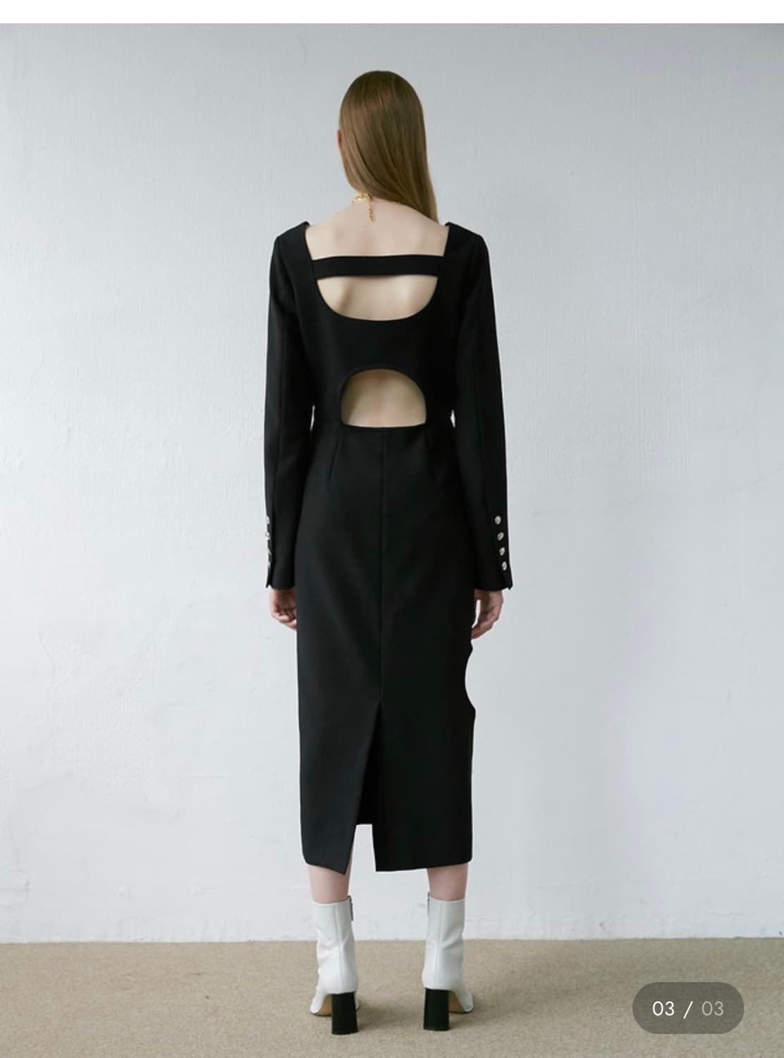 리유니 블랙 컷아웃 언밸런스 원피스 상품이미지2