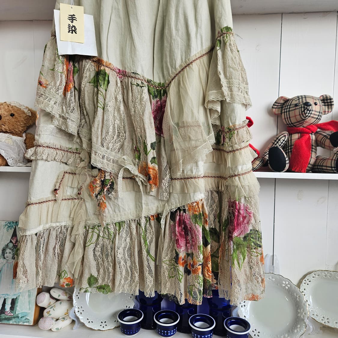 일본핸드다잉 레이스 패치워크 스커트 상품이미지9