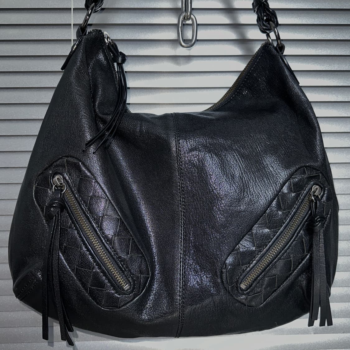 00s 브레이드 디테일 가죽 빅 숄더백 상품이미지4